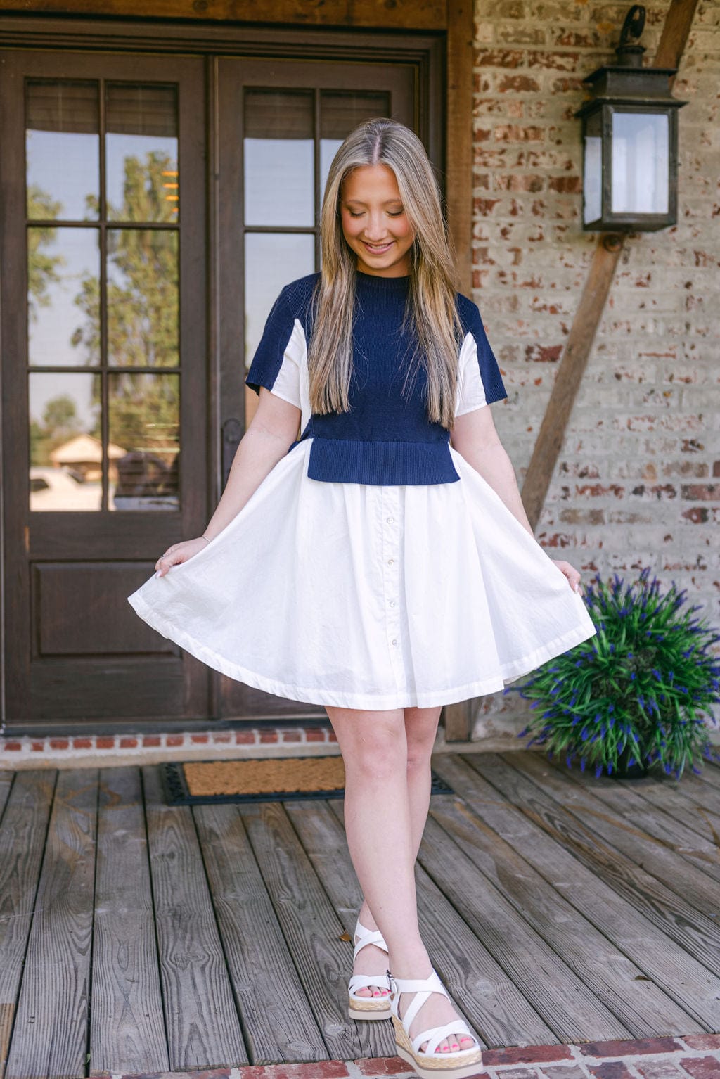 Navy Blue Knit Button Down Dress for Women - Stylish Casual & Office Wear - Perfect for Work, Dates, and Everyday Outfits