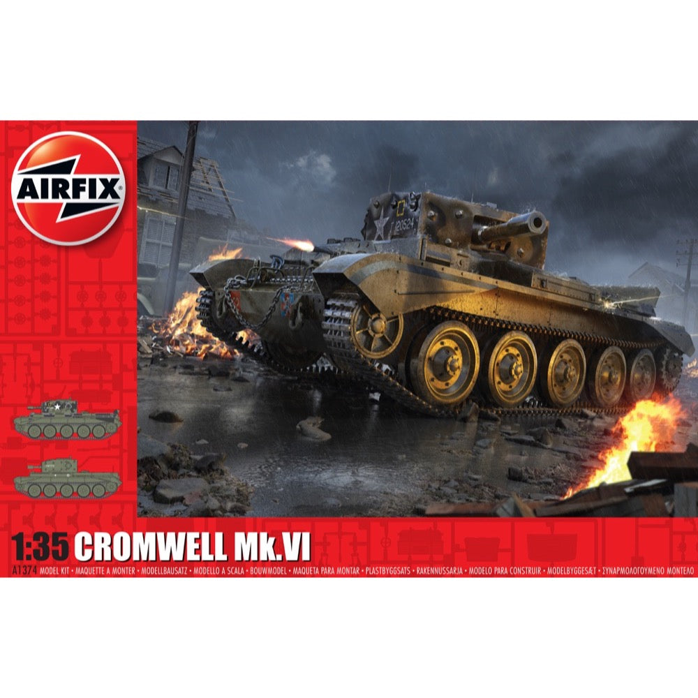 Airfix A1374 1/35 Scale Cruiser Tank Mk.VIII A27M Cromwell Mk.VI Plastic Model Kit - WW2 British Tank for Collectors & Hobbyists | Perfect for Military Dioramas & Historical Displays
