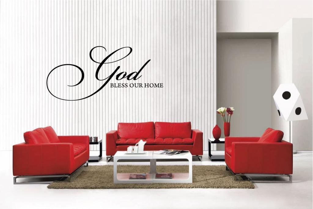Newclew GOD Bless Our Home - Removable Vinyl Wall Decal Sticker for Home Decor - Large Religious Wall Art for Living Room, Bedroom & Nursery - Perfect Christian Gift Idea