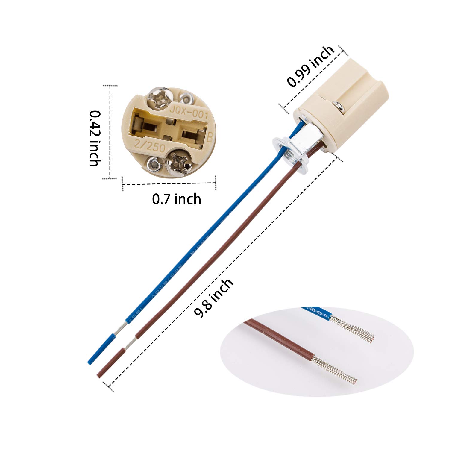 ODETOJOY G9 Ceramic Lamp Holder with Wire Stand - Halogen & LED Bulb Socket for Aging Test - Durable Base Bulb Bracket (1pc) - Perfect for Home Lighting, Chandeliers, and DIY Electrical Projects
