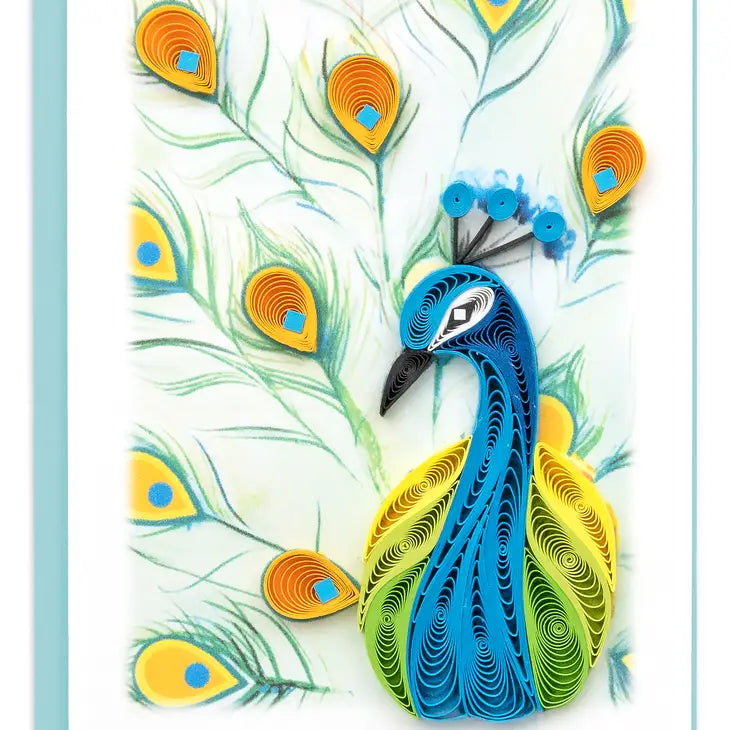 Handmade Peacock Quilling Greeting Card - Small Size for Birthdays, Anniversaries & Special Occasions | Unique Paper Art Gift