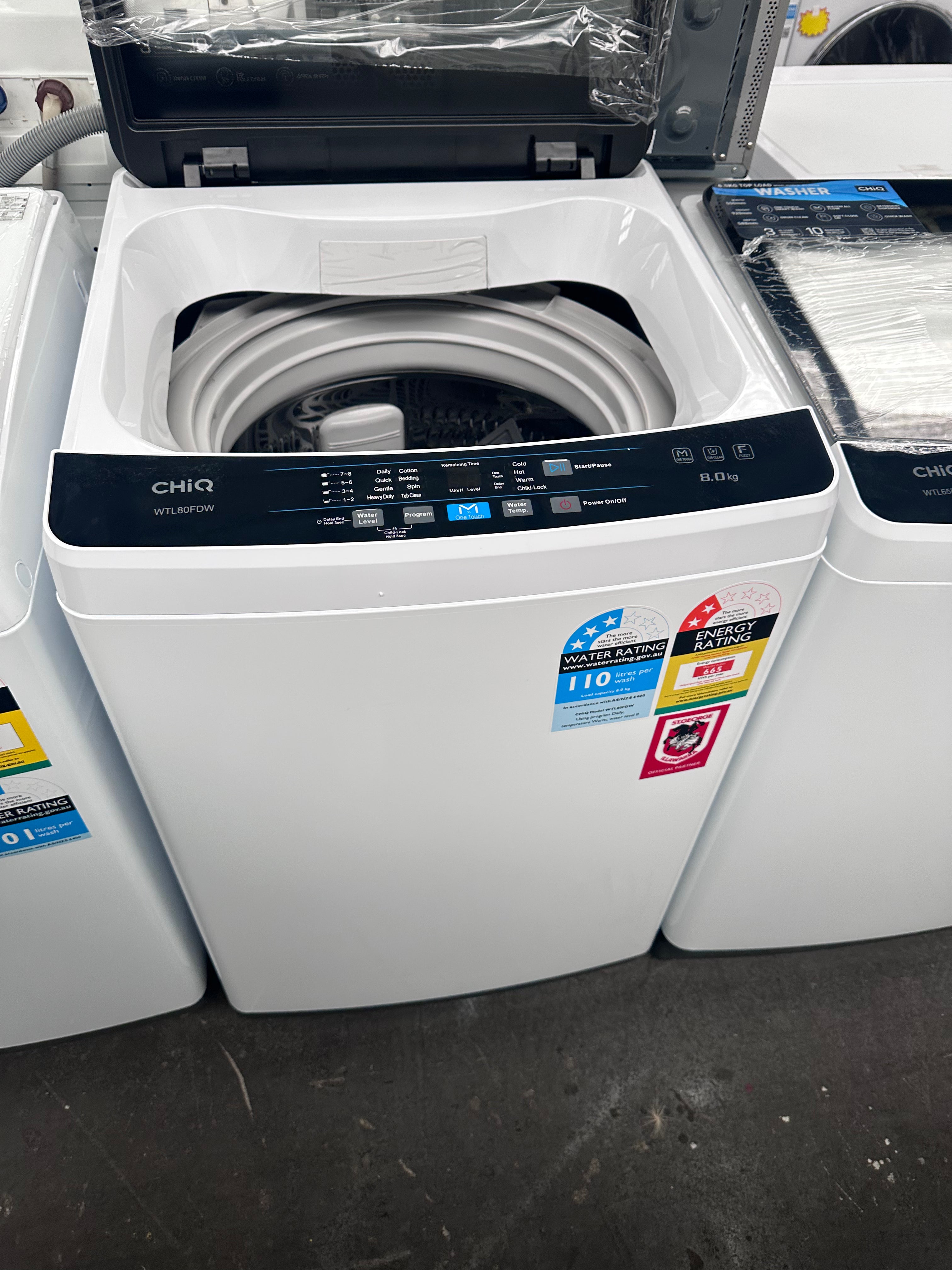 Brand New CHiQ 8kg Top Load Washing Machine WTL80FDW - Energy Efficient, 5 Years Warranty - Perfect for Small Apartments, Dorms & Laundry Rooms
