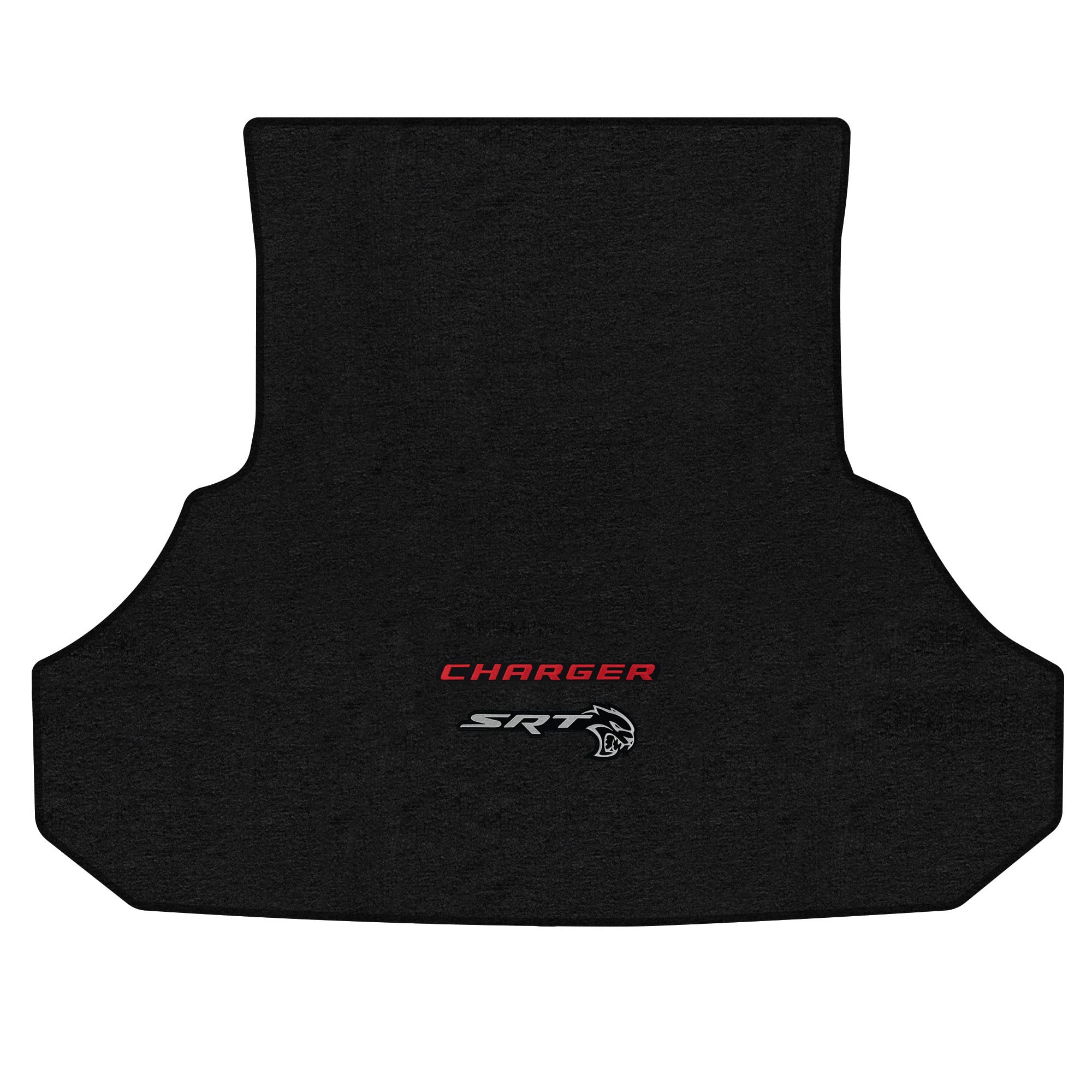 Premium Custom-Fit Carpeted Floor Mats for Dodge Charger 2015-2023 | Luxury Car Floor Liners with Red Charger & SRT Hellcat Logo | Perfect Fit for Trunk & Interior | Charcoal Color | Ideal for Daily Commute & Road Trips
