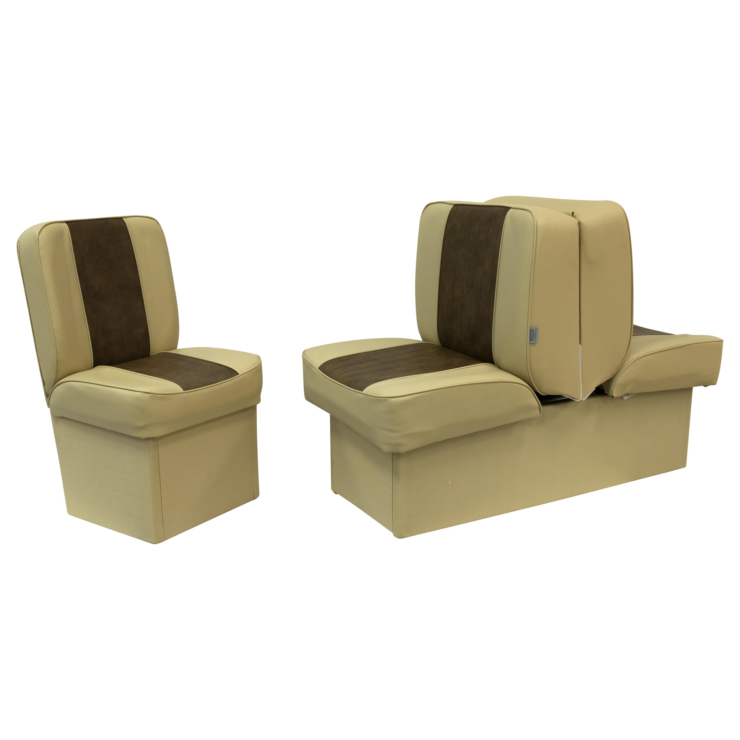 Wise 8WD707P-1-662 Deluxe Lounge Chair - Sand & Brown Upholstered Outdoor Patio Furniture for Poolside, Garden, and Deck Relaxation