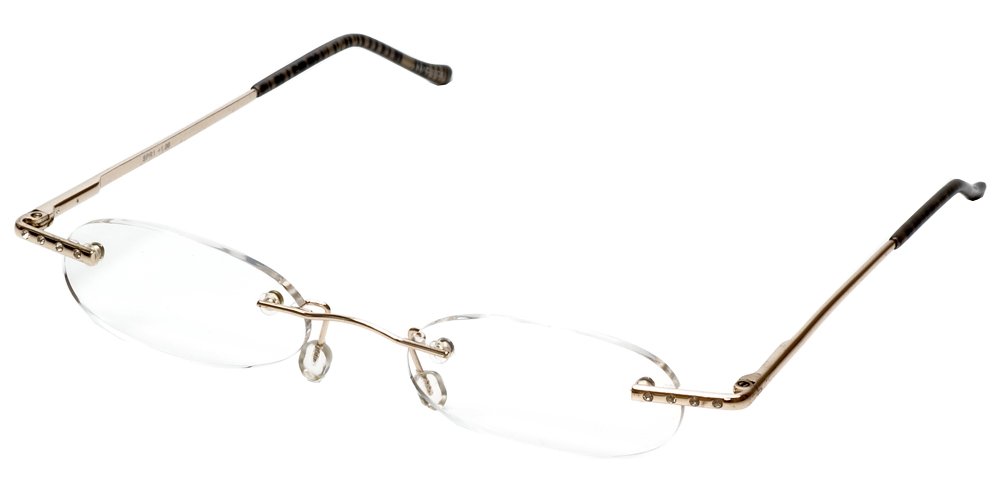 Calabria Diamond Diva Reading Glasses for Women - Stylish Rimless Metal Frame with Crystal Rhinestone Accents - Includes Hard Case & Pocket Tube - Perfect for Reading, Fashion Accessory & Gift