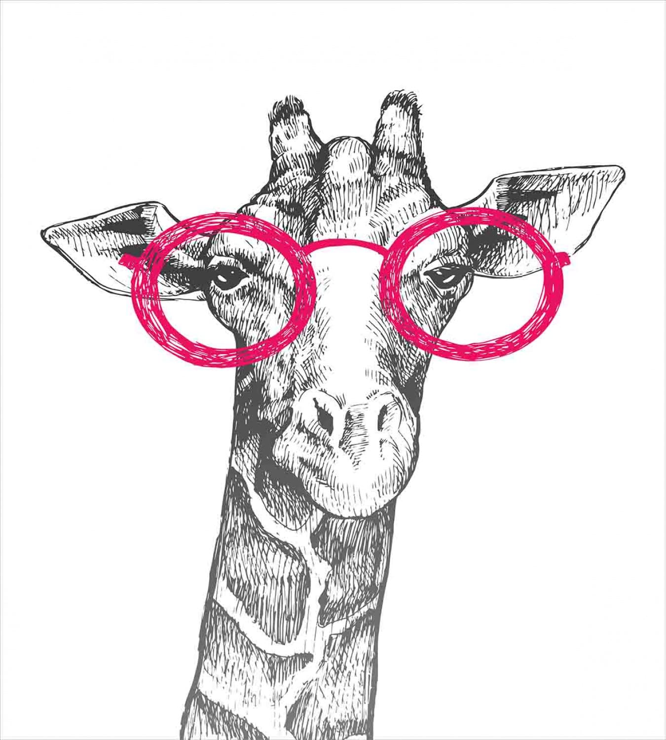 Ambesonne Funny Duvet Cover Set - Hipster Animal Retro Fashion Round Glasses Summer Love Design, Hand-Drawn Style Bedding Set with 2 Duvet Covers & 2 Pillowcases, 2-Pack Twin Size in White & Pink | Perfect for Teen Bedrooms, Dorm Decor & Unique Gift Ideas