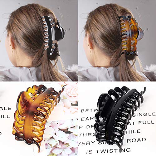 Extra Large Plastic Hair Claw Clips for Women - Strong Hold Jumbo Hair Clips for Long Thick Hair, Updo & Ponytail - Perfect for Workouts, Beach & Everyday Styling