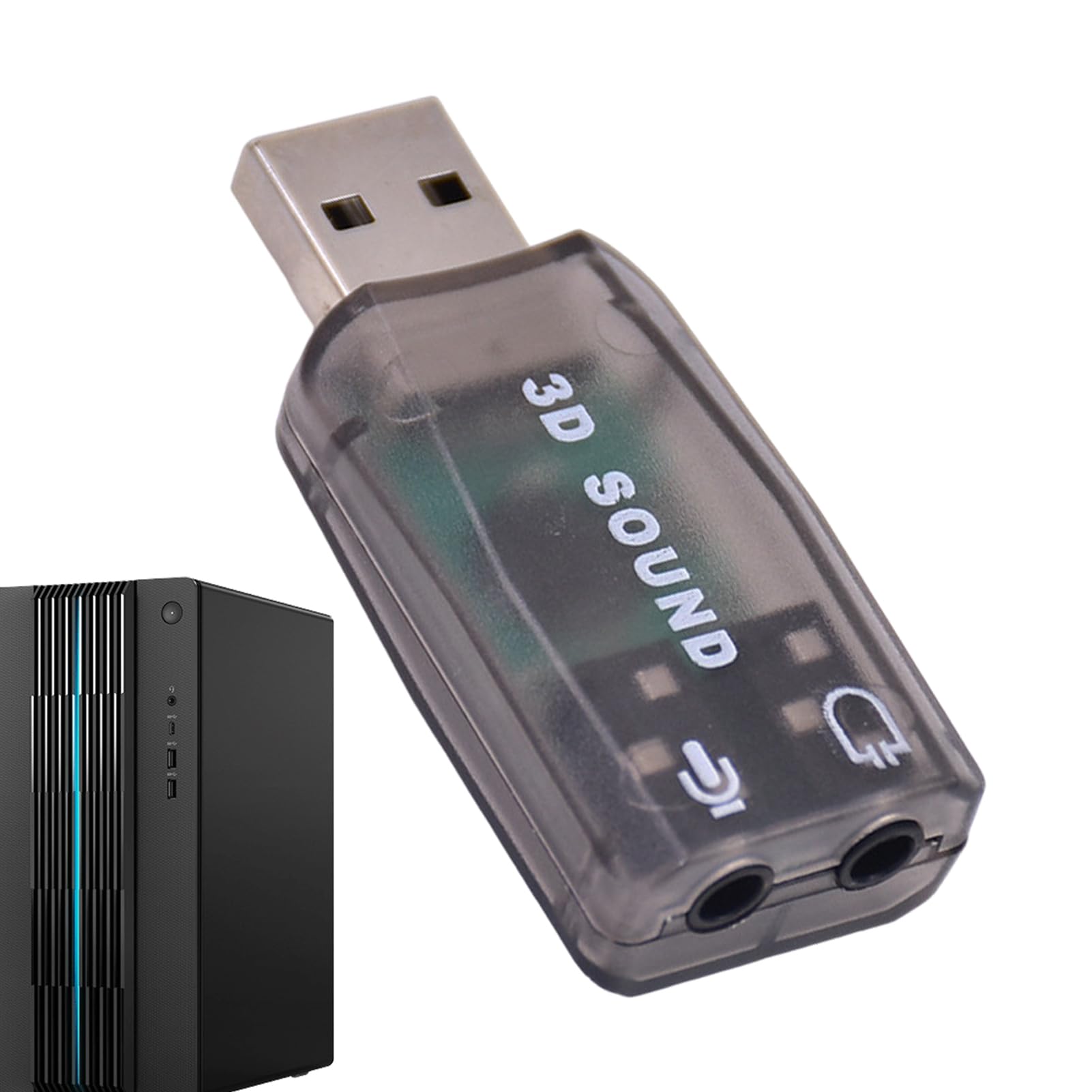 2-in-1 USB Sound Card Adapter with 3.5mm Jack - External Stereo Audio Converter for PC & Laptop | Microphone & Headphone Adapter for Gaming, Zoom Meetings, Music Recording & Movie Watching
