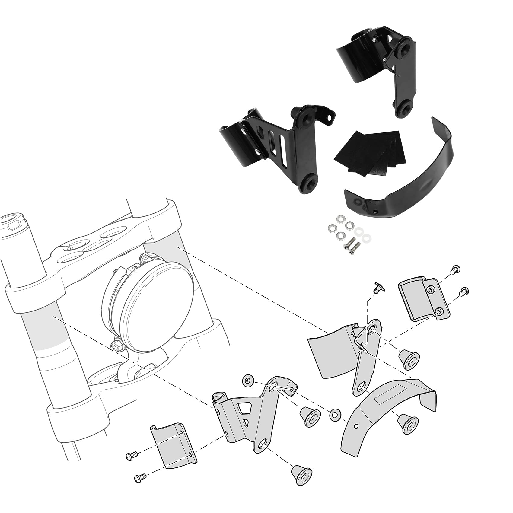 Harley Davidson ABS Front Headlight Fairing Windshield Bracket Mount Kit - Compatible with Softail Standard FXST (2020-2024), Low Rider S FXLRS (2020-2025), Street Bob 114 FXBBS (2021-2024) - Black & Green - Perfect for Custom Motorcycle Upgrades & Wind Protection