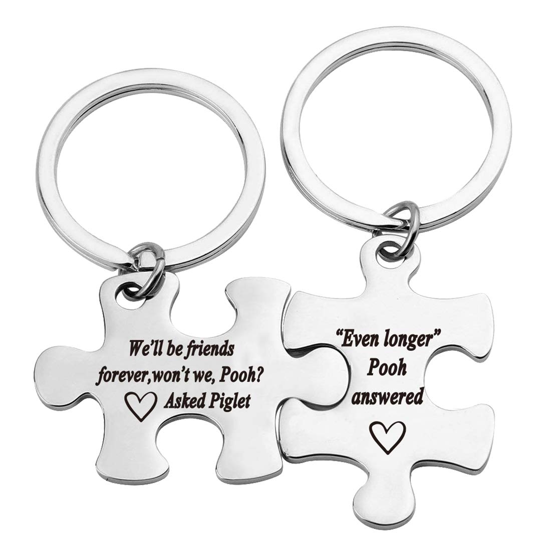 Best Friend Keychain - Winnie the Pooh & Piglet Friendship Jewelry | Forever Friends Gift for BFFs | Perfect for Birthdays, Anniversaries and Everyday Carry