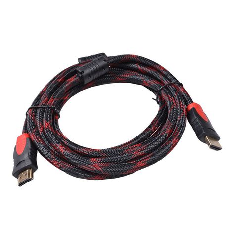 Premium HDTV HDMI Cable 1.5M (5ft) - High Speed 4K 60Hz Braided Cord with Gold Plated Connectors - Black & Red Sleeved for Home Theater, Gaming, and PC Setup