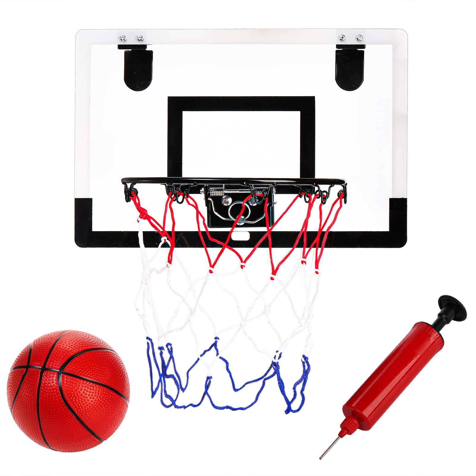 Fasmov Over The Door Basketball Hoop - Adjustable Mini Indoor Basketball Hoop with Foldable Flex Rim for Kids, Teens & Adults - Perfect for Bedroom, Office, Dorm & Playroom Games