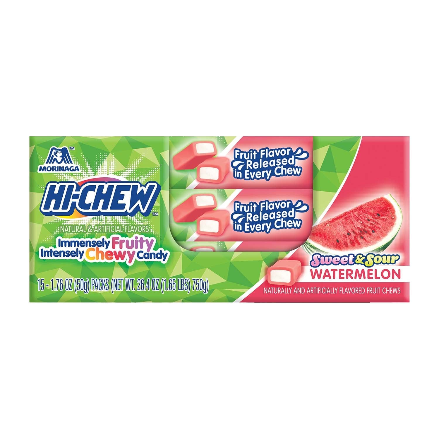 Hi Chew Watermelon Flavor Chewy Candy - 15 Count Box | Sweet & Juicy Japanese Snack for Parties, Gifts & On-the-Go Treats