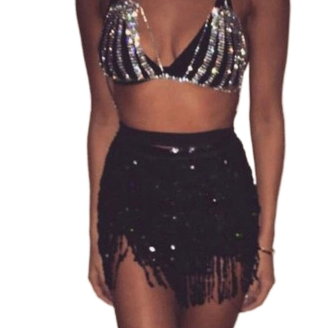 Boho Sequin Tassel Skirt for Women - Fringe Belly Dance Hip Scarf - Perfect for Rave, Party & Dance Costume Outfits - Elegant & Stylish Performance Wear