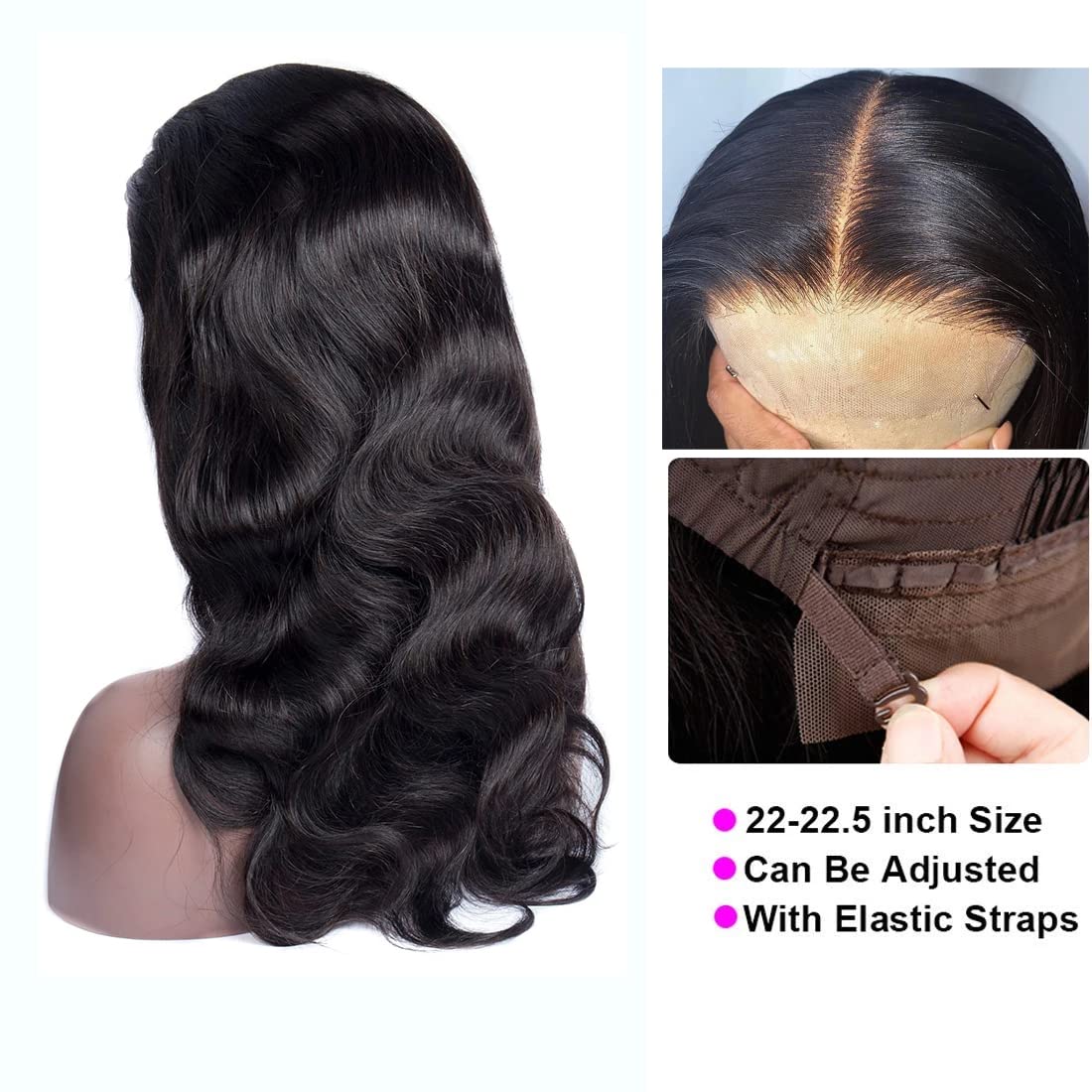 13x4 Brazilian Virgin HD Lace Front Wig 18 Inch Soft Body Wave Human Hair - Glueless, Pre-Plucked Natural Hairline with Baby Hair for Undetectable Look | Perfect for Daily Wear, Cosplay & Special Events
