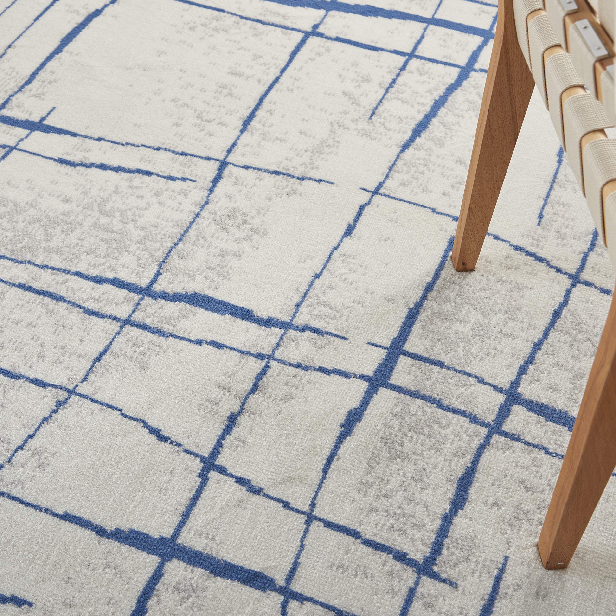 Nourison Whimsicle Ivory Blue 5' x 7' Contemporary Area Rug - Artistic Design, Easy to Clean, Non-Shedding - Perfect for Bedroom, Living Room, Dining Room & Kitchen Decor (5x7)