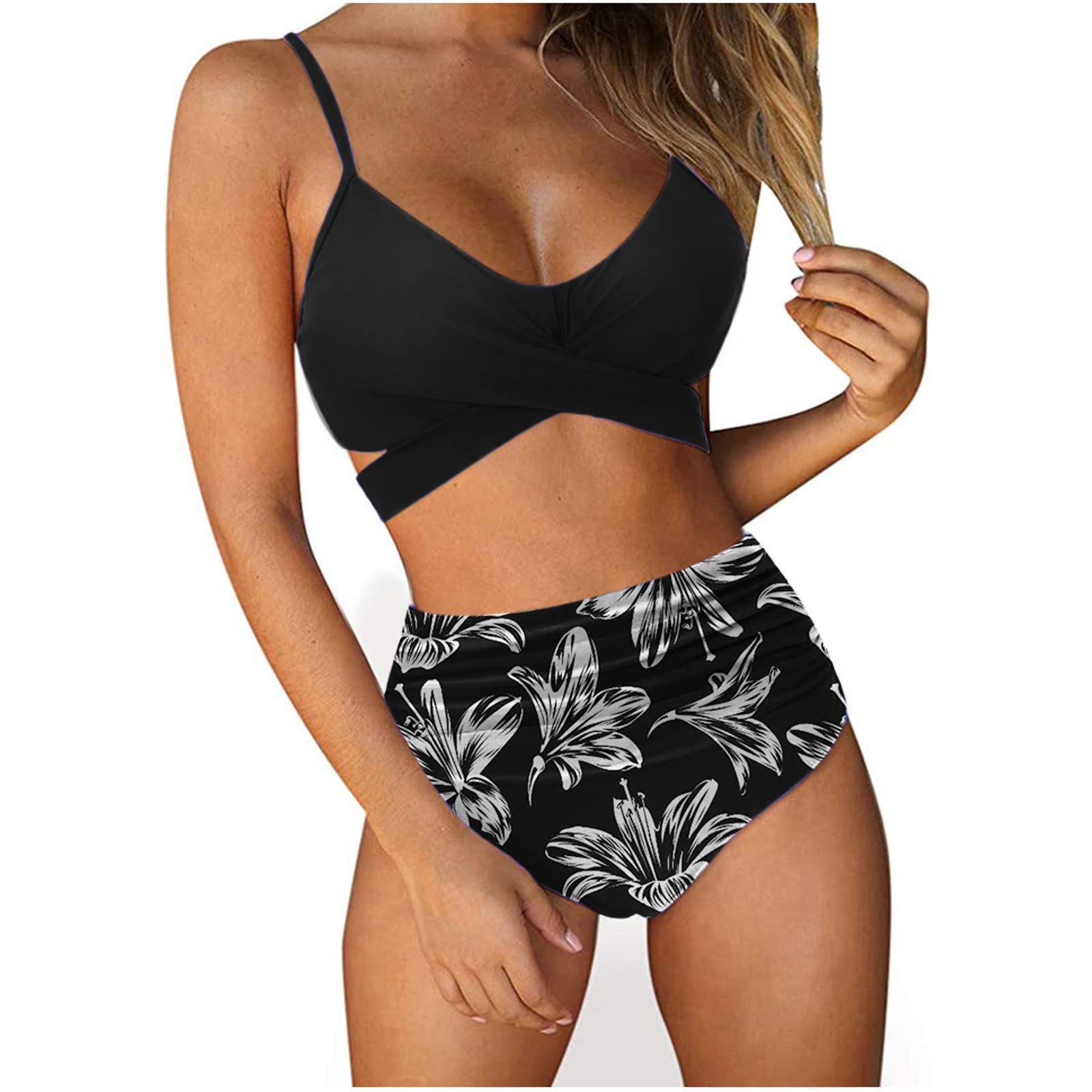 ZVAVZ Women's High Waist Bikini Set - Sexy Two Piece Swimsuit with Bottom for Summer 2022 | Slim Fit Beach Bathing Suit for Vacation & Pool Party | Perfect for Tropical Getaways, Resort Wear & Swimwear Fashion