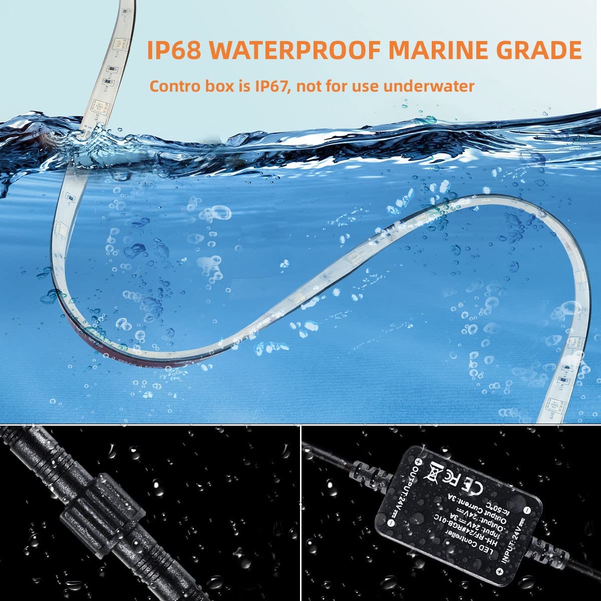 50FT Marine Submersible LED Strip Lights - IP68 Waterproof RGB Underwater Boat Lights for Deck & Hull Lighting | RF/APP Remote Control | Perfect for Night Fishing, Pontoon Boats & Watercraft Decoration