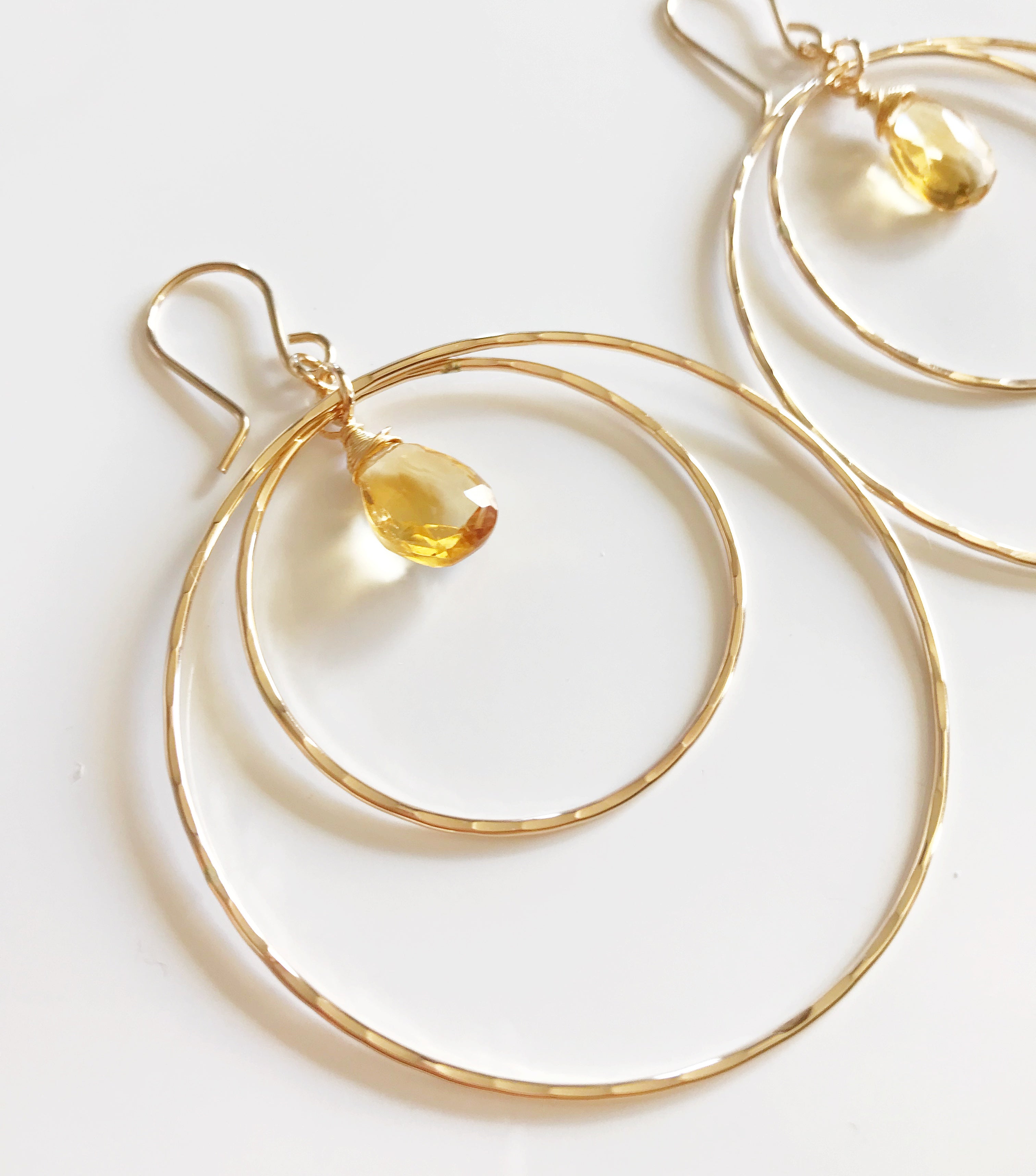 Earrings RACHEL Citrine (E447) - Elegant Gold-Plated Dangle Earrings for Women, Perfect for Parties, Weddings & Everyday Wear