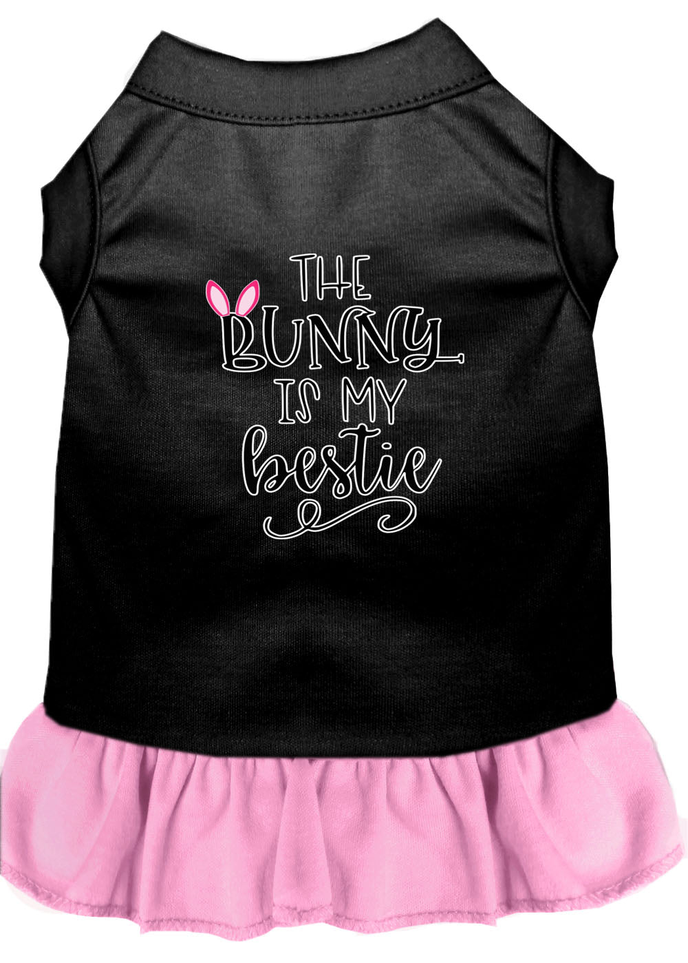 Bunny is My Bestie Screen Print Dog Dress - Cute Pet Clothes in Multiple Colors for Small & Medium Dogs - Perfect for Easter, Spring Outfits & Photo Shoots