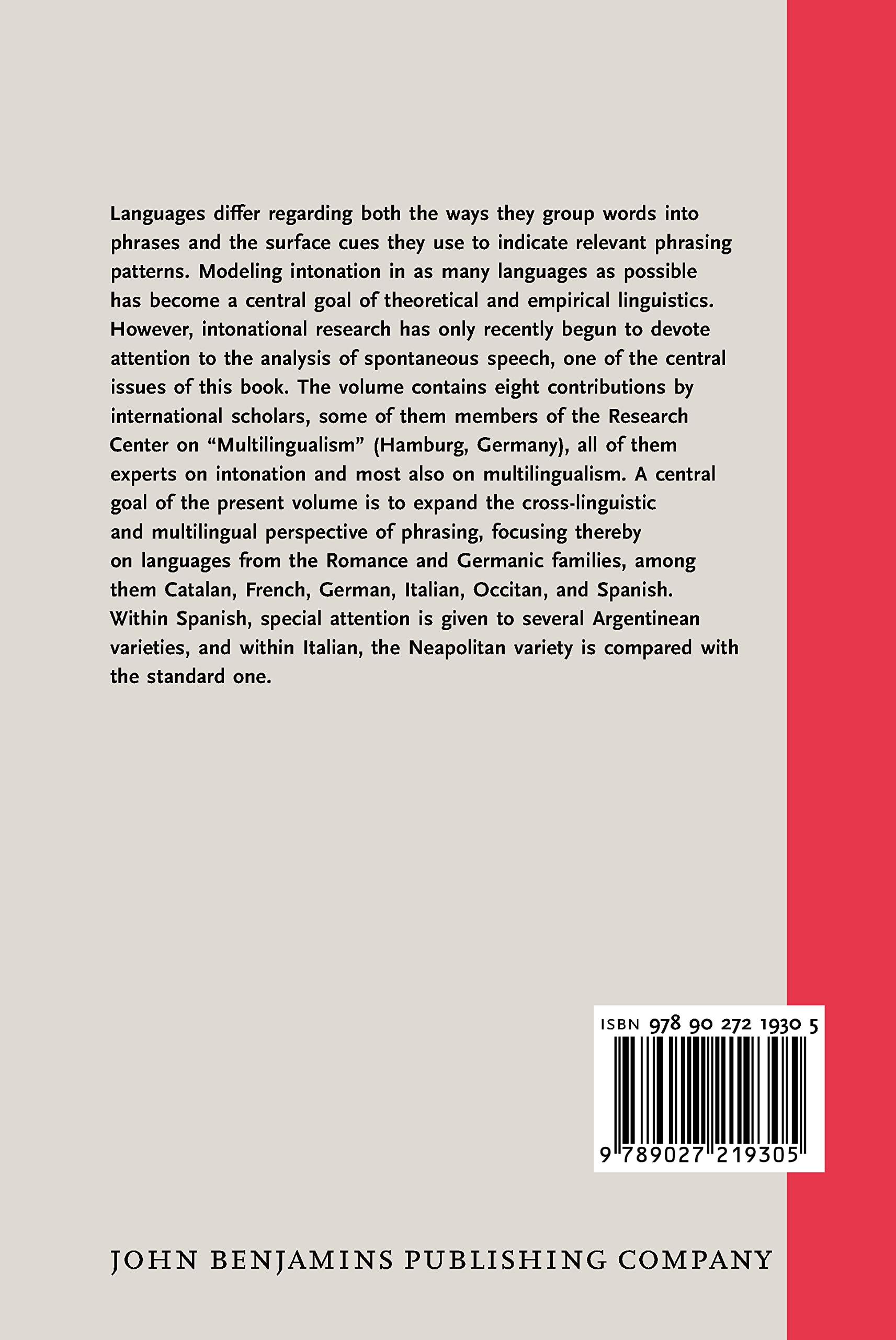 Intonational Phrasing in Romance and Germanic Languages - Comparative Linguistic Studies Book | Academic Research, Language Learning & Multilingualism Reference