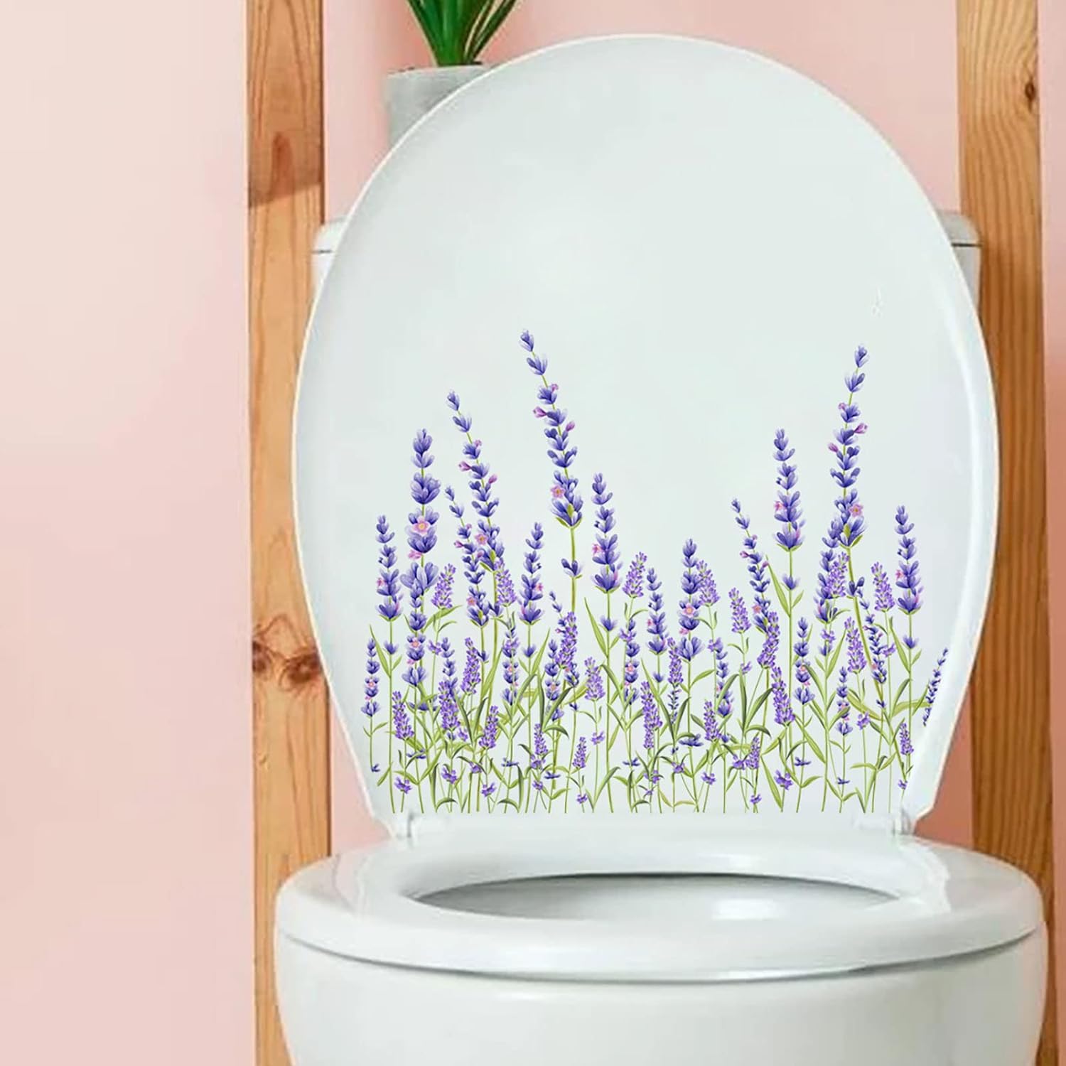 Retro Floral Toilet Lid Stickers - Removable Bathroom Decor for Home & Cafe