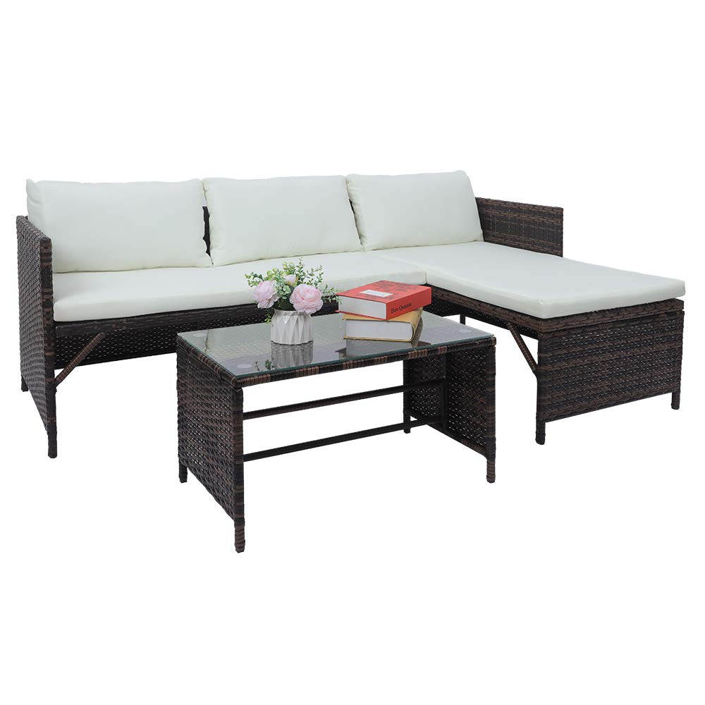 Gmsqj 2-Piece Sectional Sofa Set with Chaise Lounge & Coffee Table - Modern Brown Gradient Living Room Furniture for Small Spaces | Perfect for Apartments, Condos & Cozy Homes
