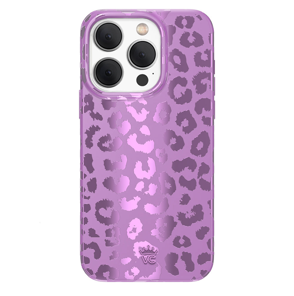 Amethyst Leopard Print iPhone Case - Stylish Protective Cover for iPhone 13/14/15 Pro Max - Trendy Fashion Accessory for Women & Girls - Perfect for Everyday Use, Work & Travel