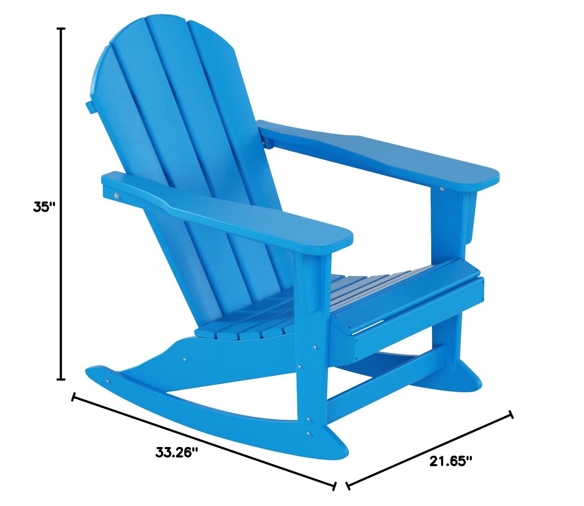 WO Home Furniture 3-Piece Patio Rocking Chair Set - Classic Outdoor Adirondack Rocker Chairs & Table in Pacific Blue - Perfect for Backyard, Garden, Porch & Poolside Relaxation