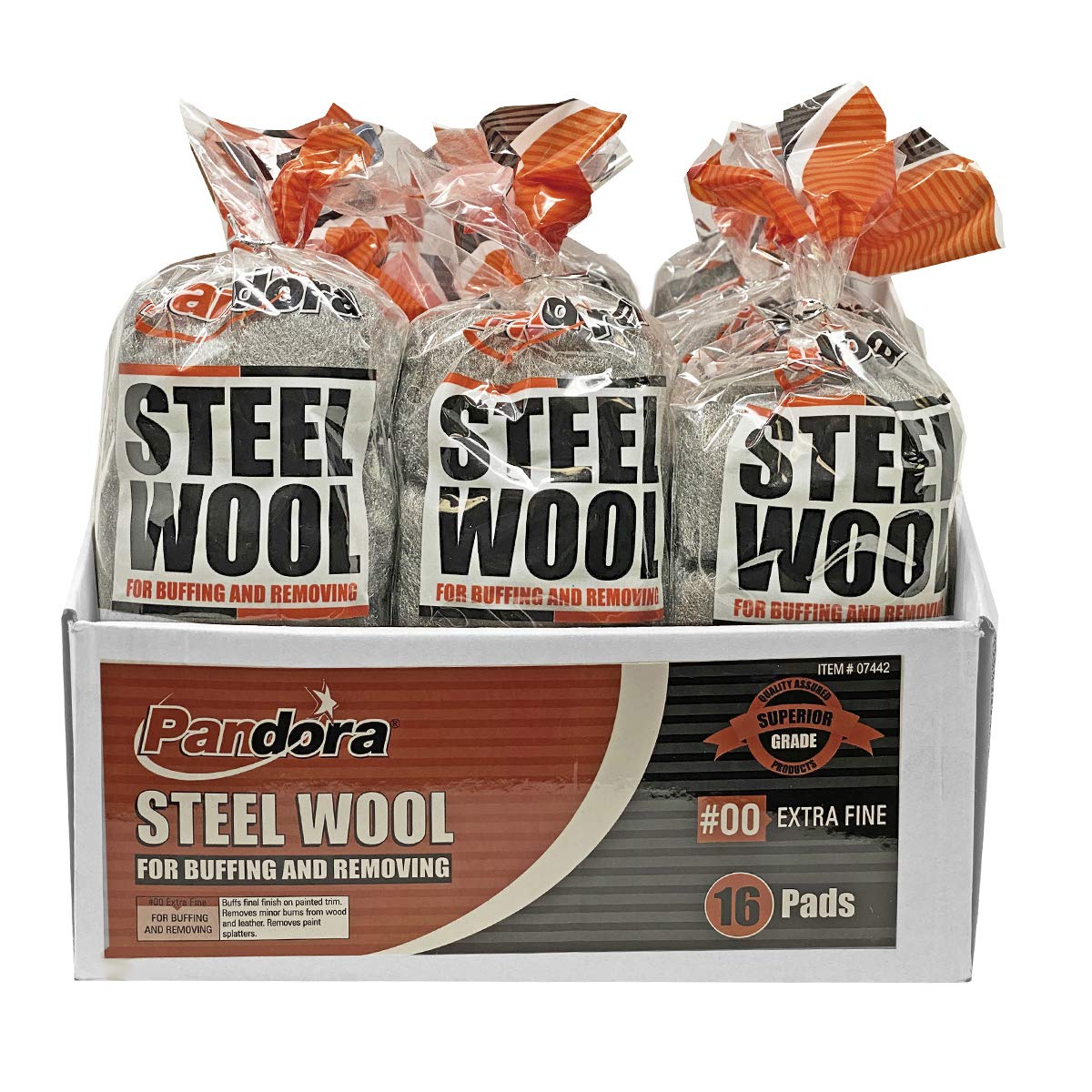 Pandora #00 Extra Fine Steel Wool – 240 Pads for Buffing, Polishing & Cleaning Metal Surfaces – Perfect for Golf Clubs, Wheels, Screens & Outdoor Furniture – Ideal for DIY Projects & Home Maintenance