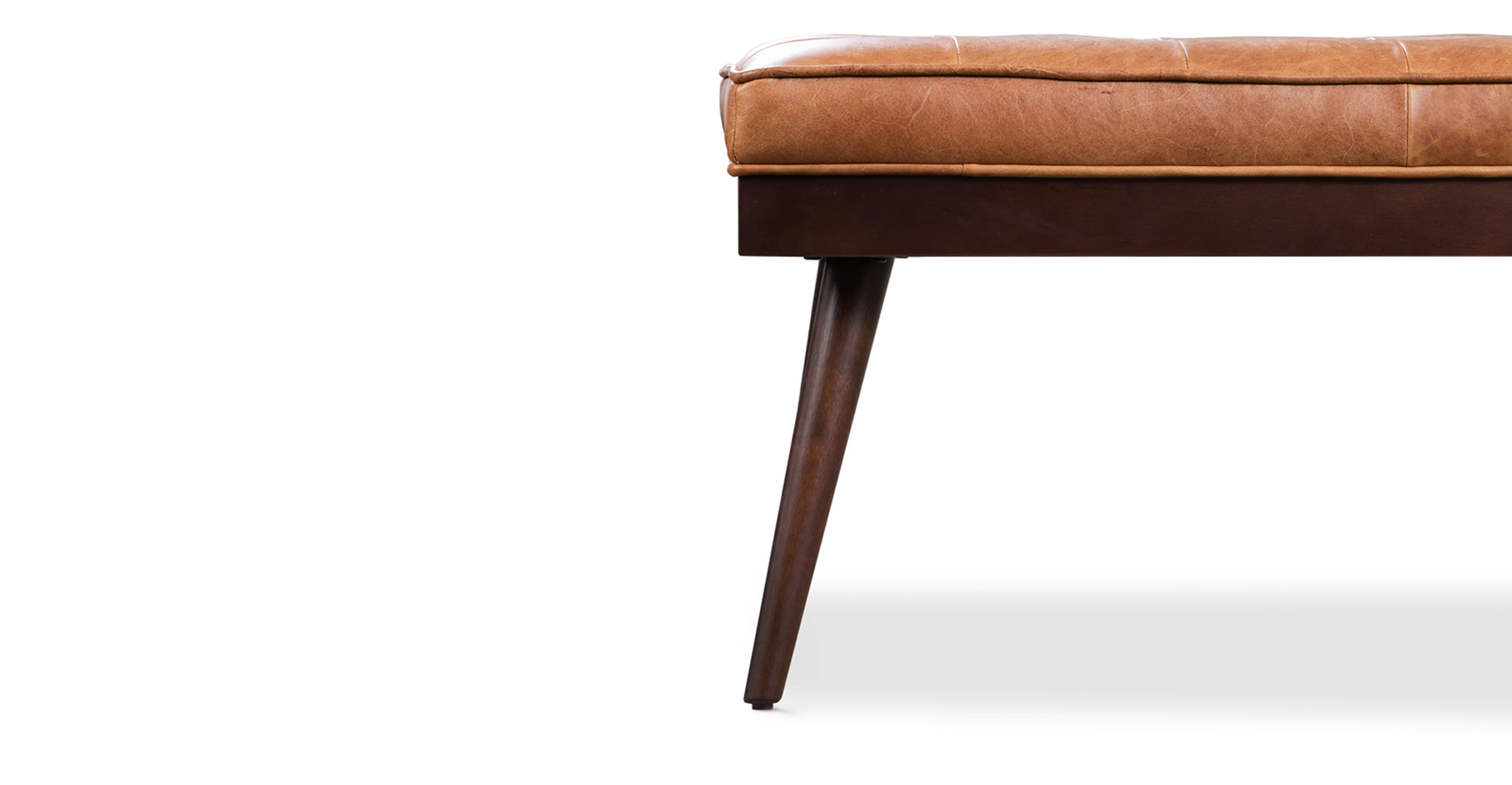 Luca Leather Bench - Modern Upholstered Storage Ottoman with Tufted Design for Living Room, Bedroom, or Entryway - Durable Faux Leather Seat with Sturdy Wooden Legs - Perfect for Extra Seating, Footrest, or Stylish Home Decor