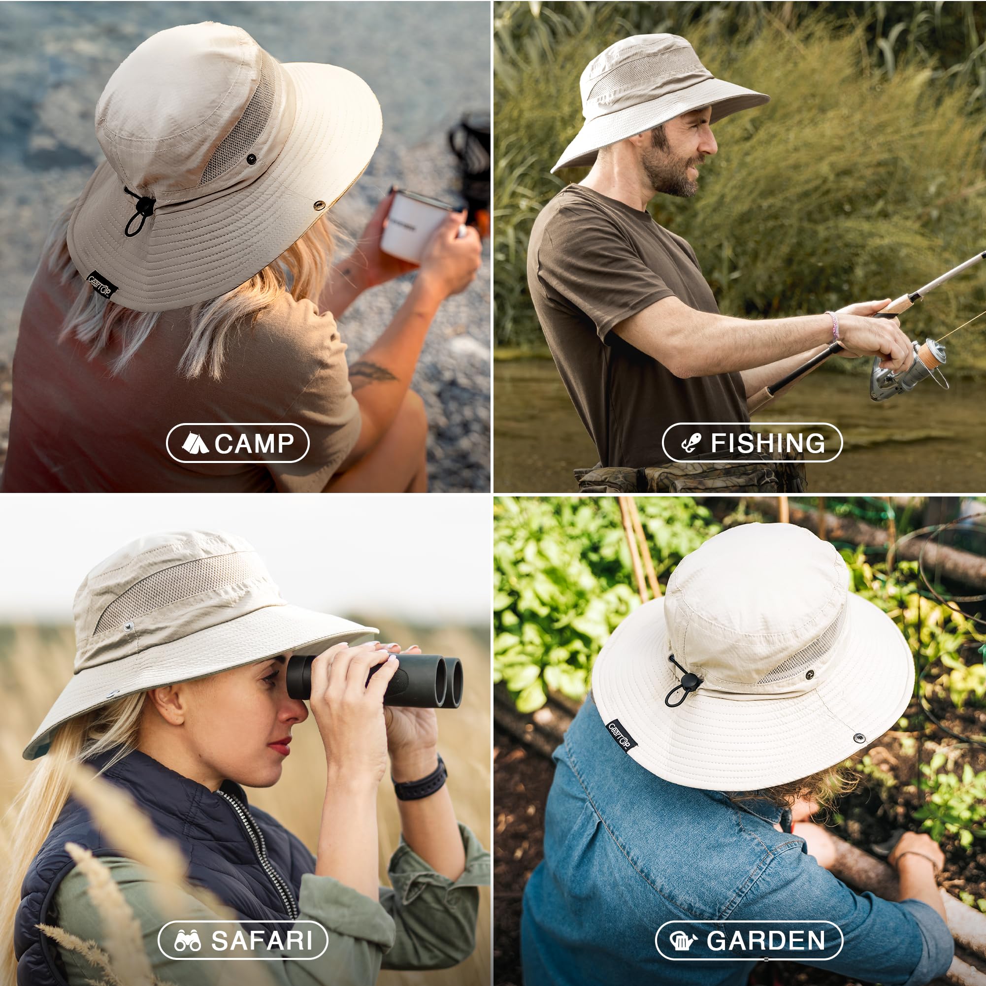 GearTOP UPF 50+ Sun Hat for Women & Men - Wide Brim Packable Beach Hat, Safari Hat with Neck Flap - Perfect for Outdoor, Travel, Hiking and Summer Vacation