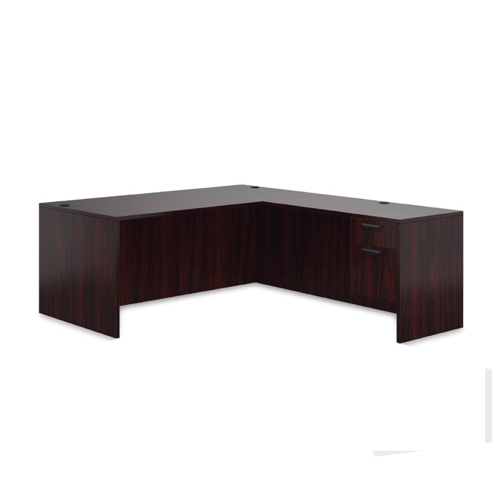 GOF Double 4-Person Workstation Cubicle Office Partition - 11'D x 12'W Mahogany Room Divider Desk | Perfect for Open Office Spaces, Coworking Areas & Home Offices
