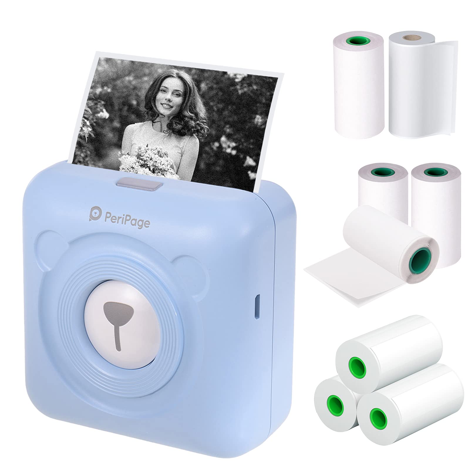 BISOFICE PeriPage Mini Pocket Wireless Bluetooth Thermal Printer - Print Photos, Labels, Memos & Receipts | AR Photo Function | USB Cable Included | Compatible with Android, iOS & Windows | Perfect for Home, Office & Small Business Use