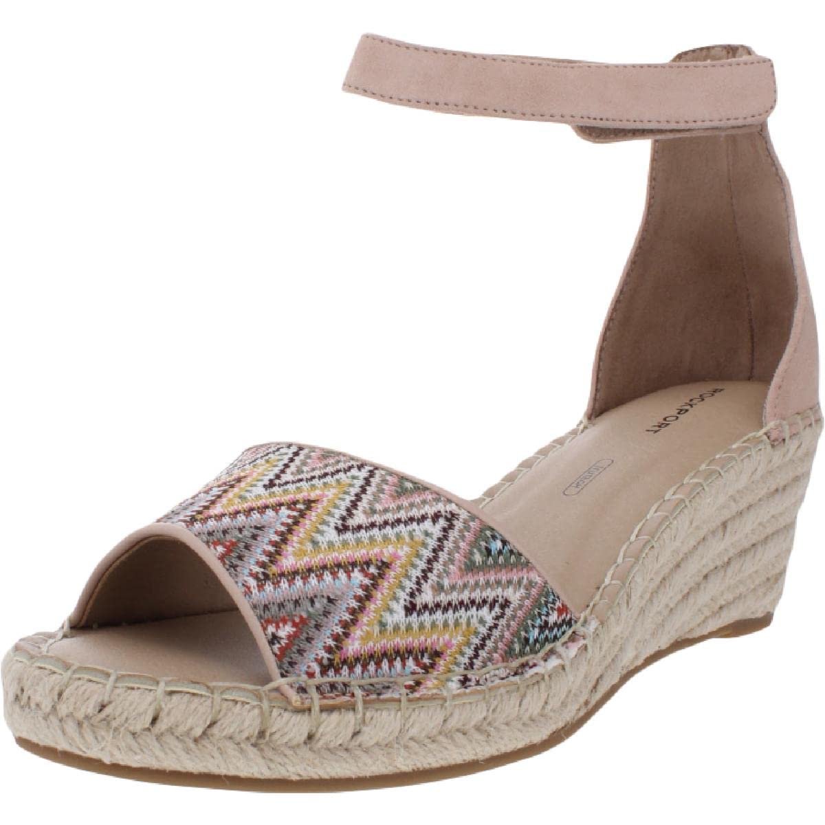Rockport Women's Marah 2-Piece Ankle Wedge Sandal - Comfortable Casual Summer Shoes in Blush Pink, Size 11 | Perfect for Beach, Vacation & Everyday Wear