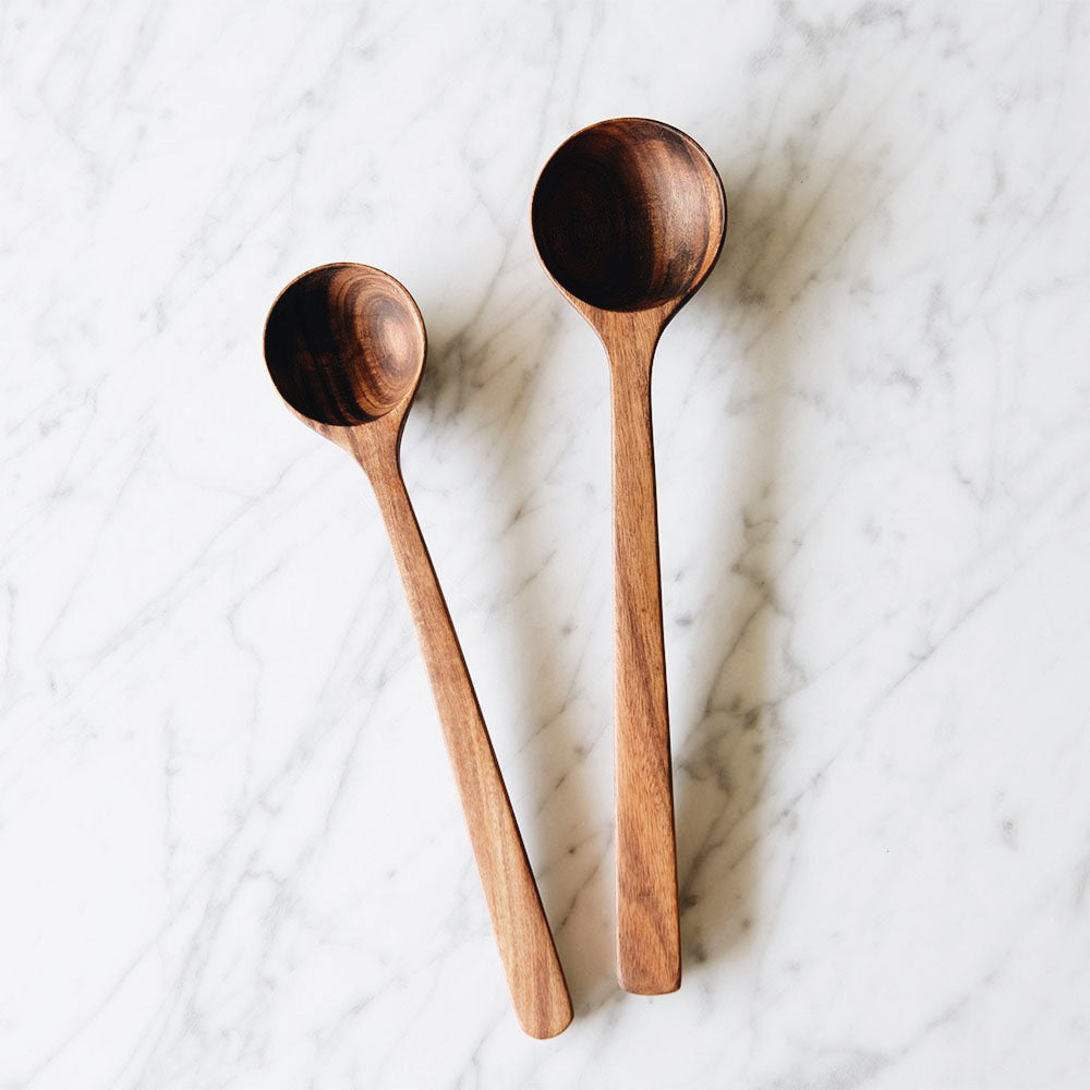 Premium Acacia Wooden Spoon Set - 5-Piece Natural Wood Cooking Utensils for Kitchen - Ideal for Stirring, Serving & Mixing Soups, Sauces & Salads