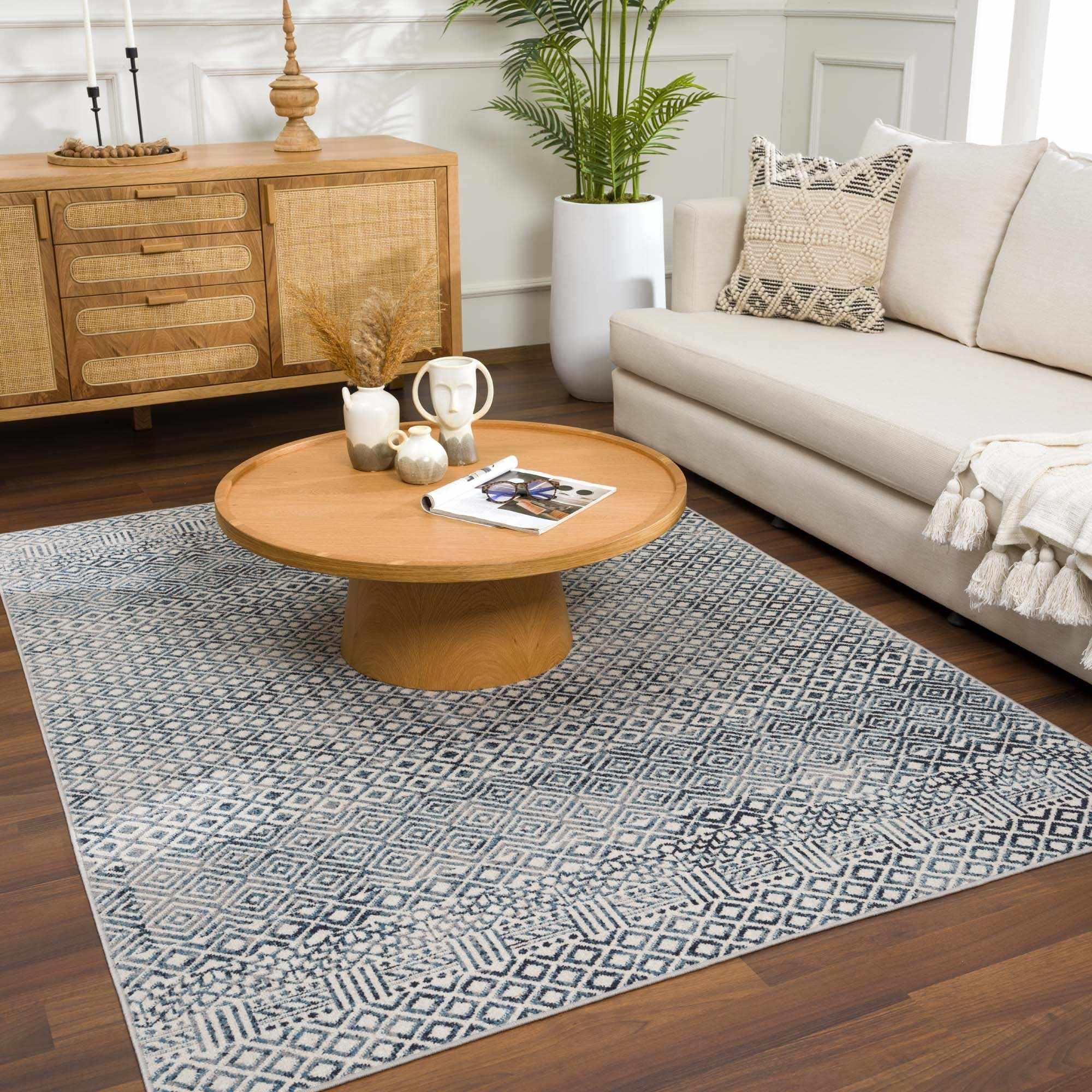 Hauteloom Askeaton Machine Washable Area Rug - Blue & Gray - 5'3