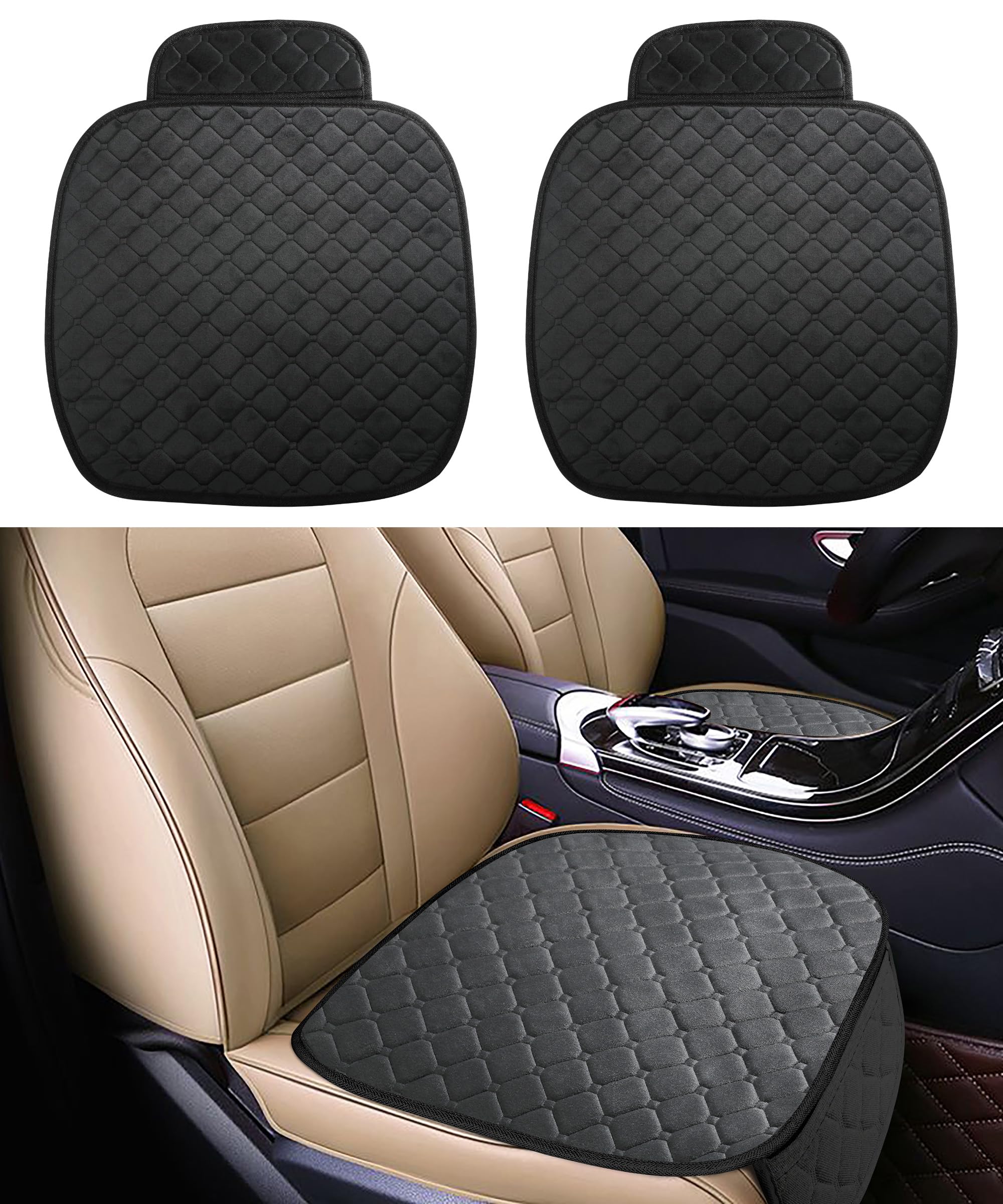 Premium Zlirfy Car Seat Covers - Universal Comfort Cushion & Protective Mat for Cars, SUVs, Trucks (Black, 2-Piece Set) | Waterproof & Non-Slip Design for Long Drives, Commuting & Road Trips
