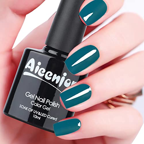 Aieenjor Dark Blue Soak Off Gel Nail Polish - 0.37oz UV LED Lamp Compatible - Salon Quality DIY Manicure Kit for Home & Professional Use | Perfect for Nail Art, French Tips & Special Occasions