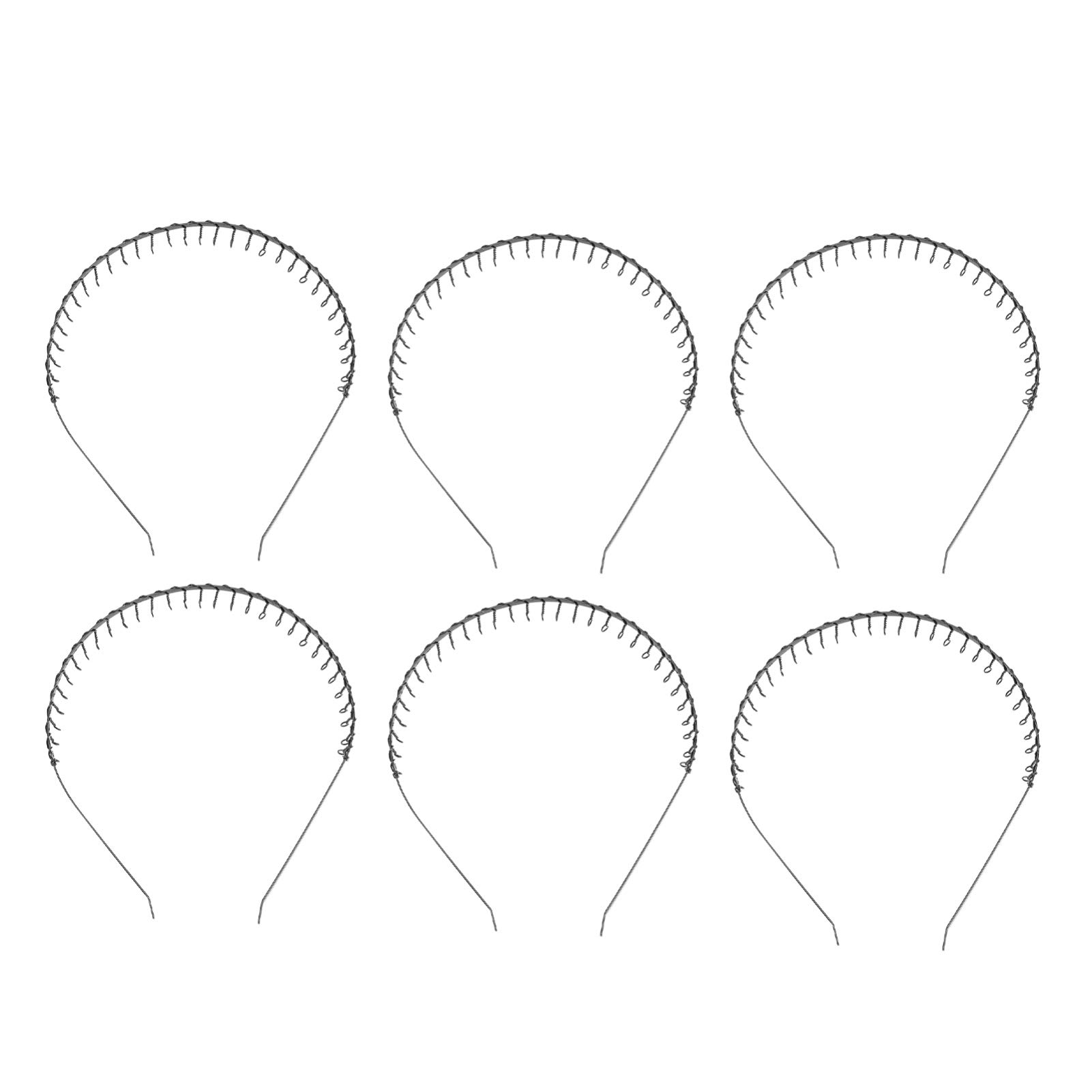 Lurrose 6-Pack Black Metal Teeth Comb Headbands - Unisex Sports Hair Hoops for Men & Women - Perfect for Running, Workouts & Active Lifestyles