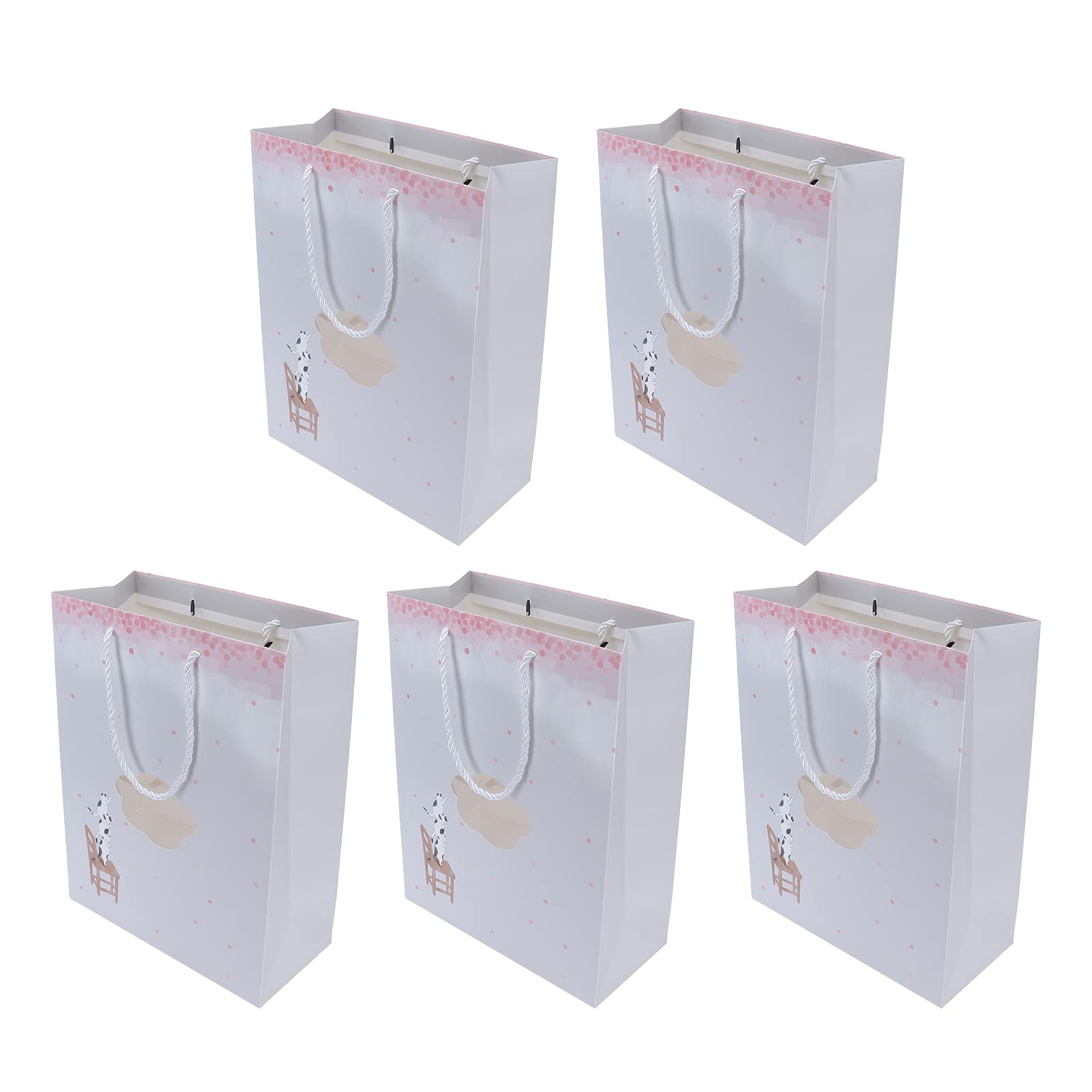 5Pcs Reusable Shopping Gift Bags - Durable & Portable with Handles for Retail, Grocery & Gift Packaging (Three Cats in The Clouds Design) - Perfect for Parties, Weddings & Eco-Friendly Shopping