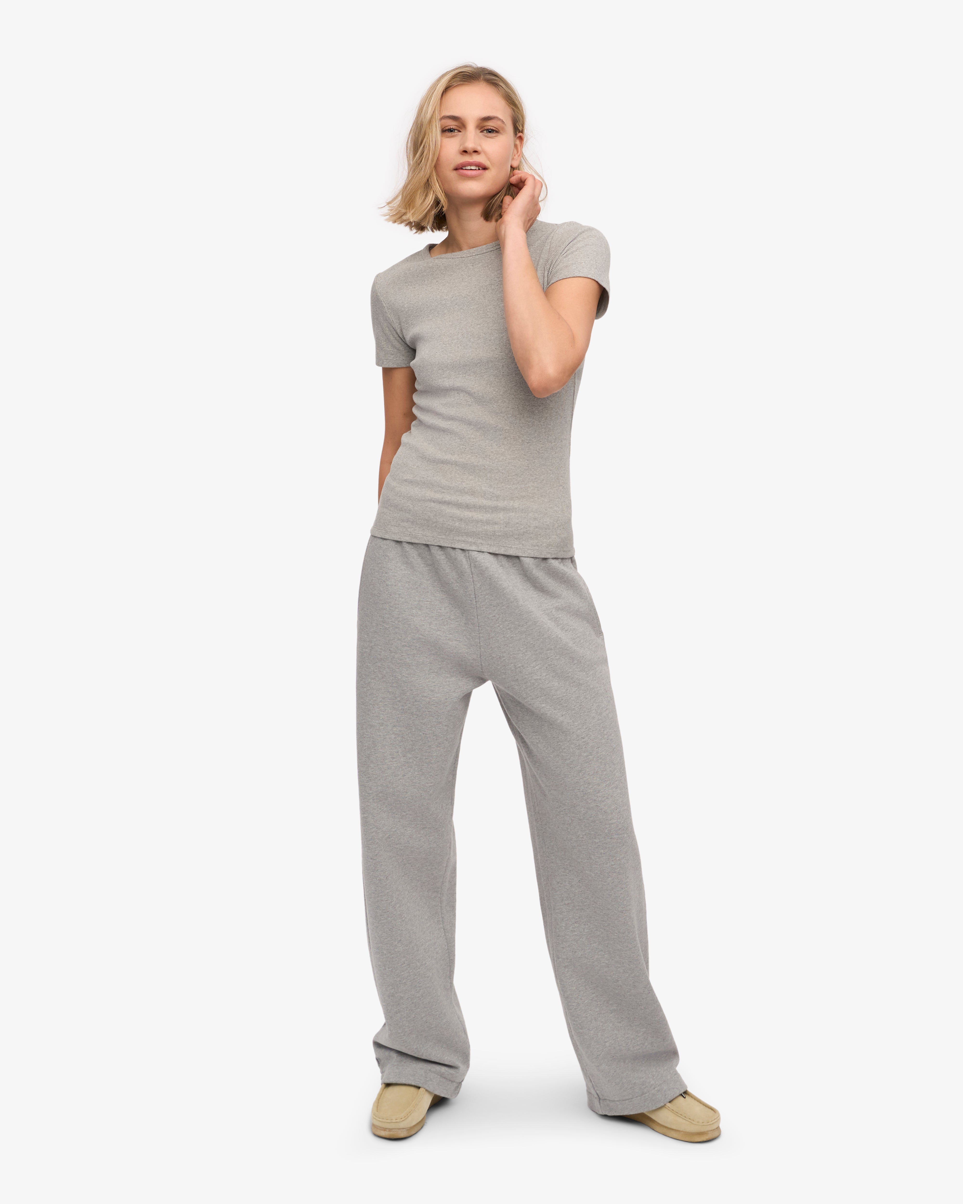 Organic Cotton Ribbed T-Shirt for Men & Women - Heather Grey - Soft & Comfortable Casual Wear for Everyday Use