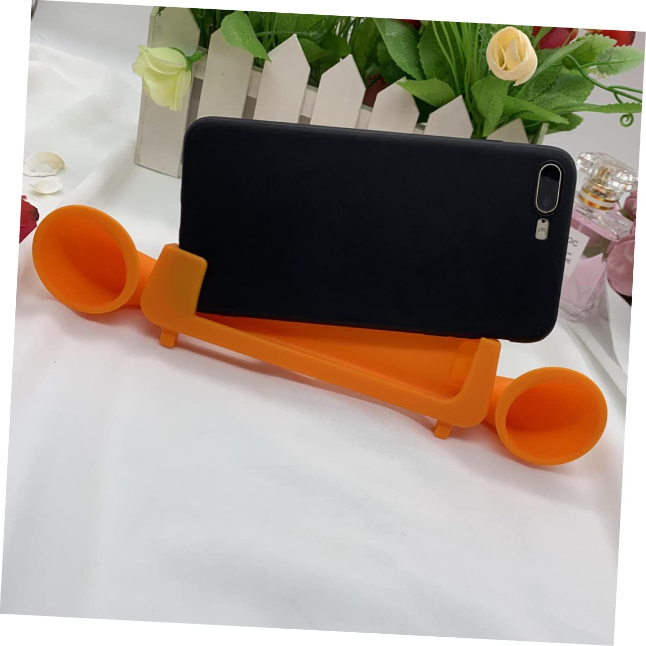 BUTIFULSIC Wooden Phone Stand with Voice Magnifier & Amplifier, Silicone Wireless Speaker Stand for Desk, Sound Boosting Phone Holder for Home, Office, and Car Use
