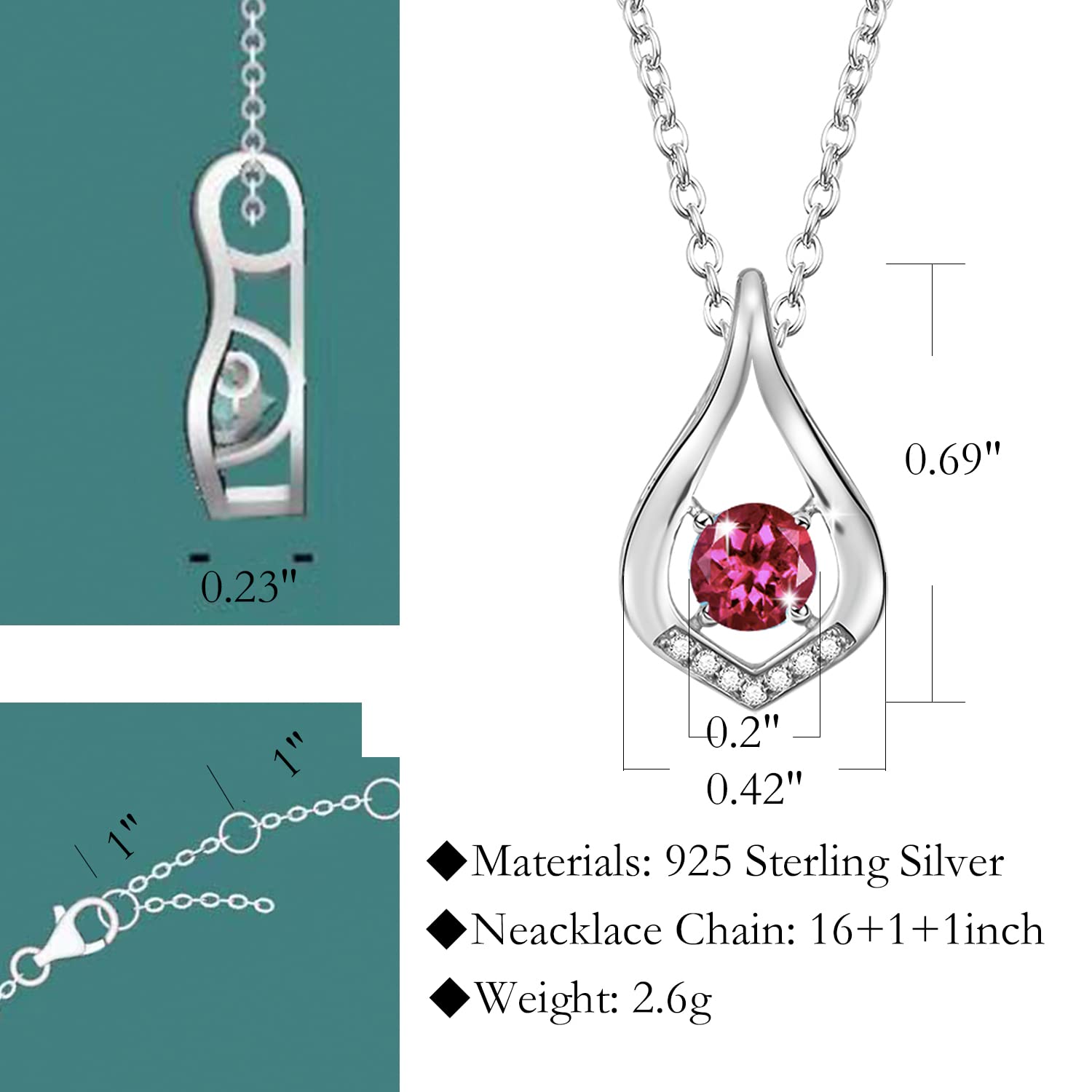 12 Months Colorful Birthstone Necklace for Women - Sterling Silver Infinity Pendant Jewelry Gift for Anniversary, Birthday, Christmas & Valentine's Day | Perfect for Everyday Wear, Special Occasions & Thoughtful Gifting