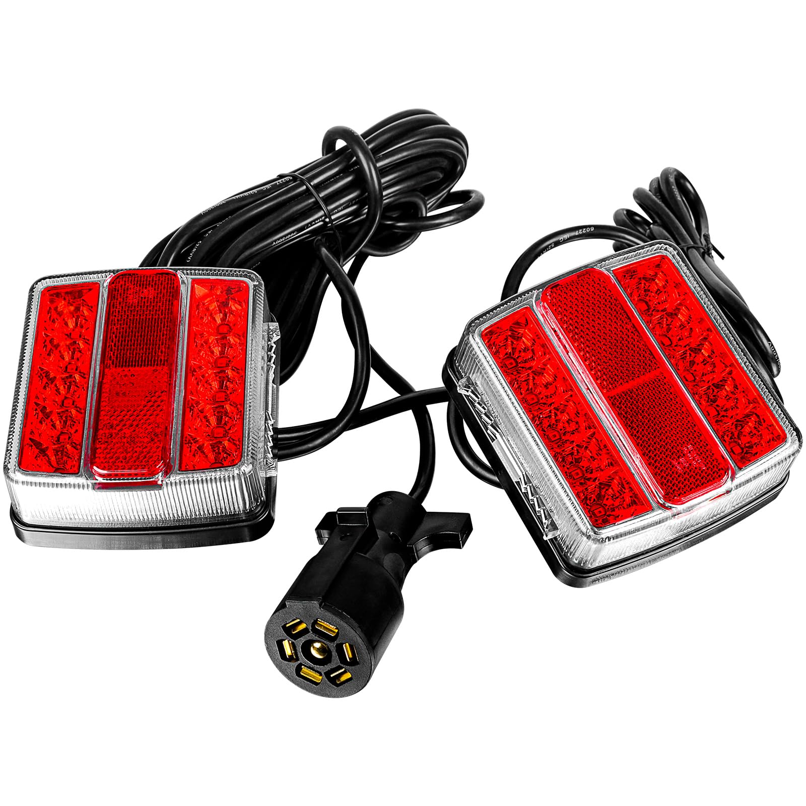 2 Pcs Magnetic Trailer Lights for Towing - DOT Certified 7-Pin Plug Trailer Light Kit with 24ft Cable, IP68 Waterproof for Heavy Duty Trucks & Trailers - Perfect for Night Driving, Camping & Roadside Emergencies