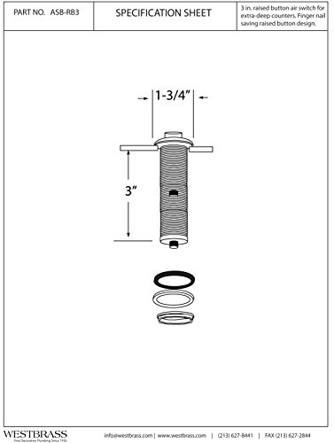 Westbrass ASB-B3-07 Sink Top Waste Disposal Replacement Air Switch Trim Kit - Flush Button in Satin Nickel Finish for Kitchen Sink Garbage Disposal Systems