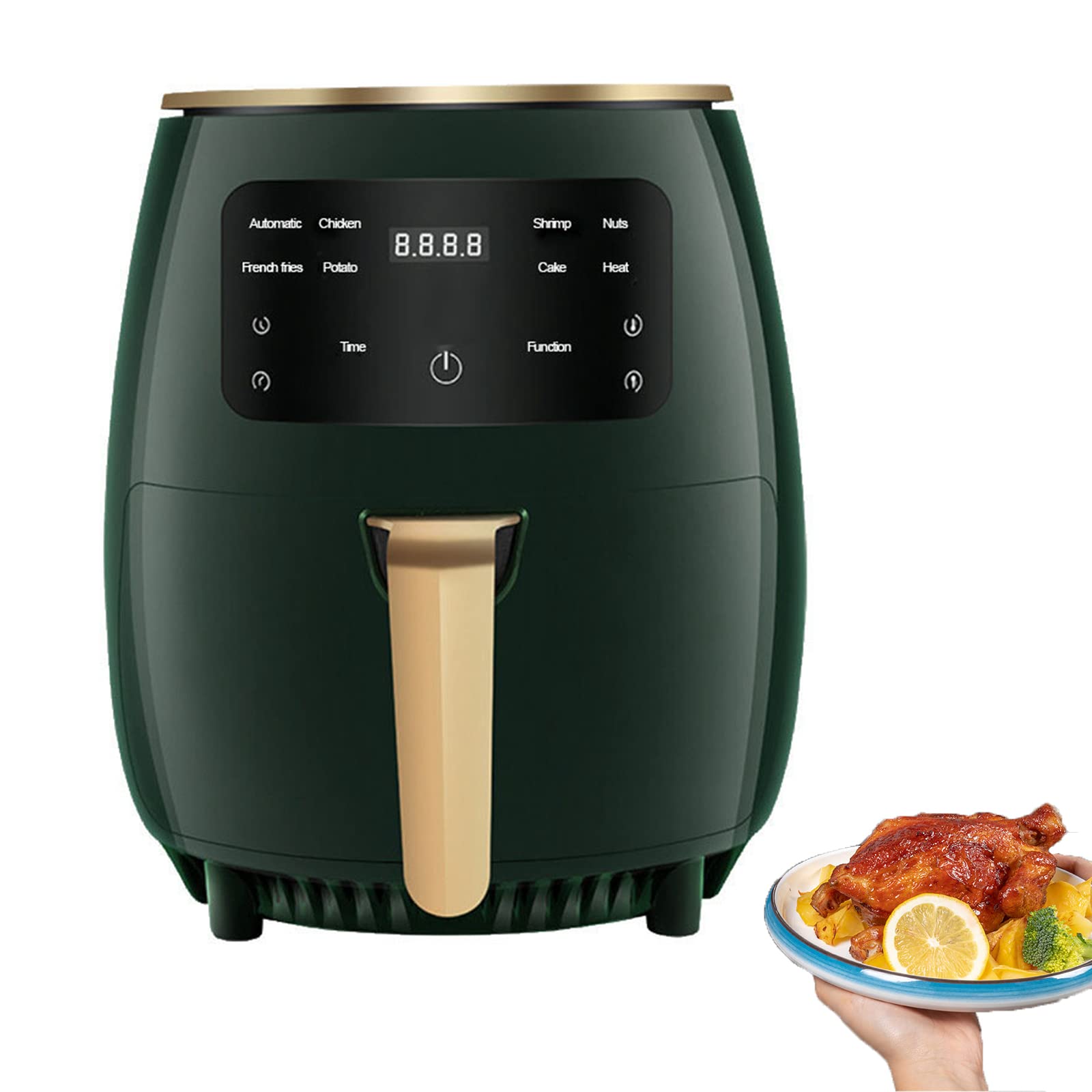 Tuoruntoo 10-in-1 Digital Air Fryer Oven with Touch Screen - 4.8QT 1500W Electric Smokeless Fryer for Roasting, Baking, Grilling - Perfect for Kitchen, Small Apartment & Healthy Cooking (Green)