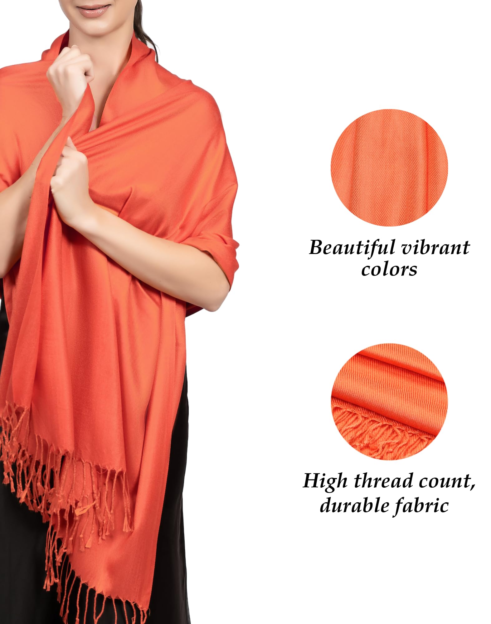 Luxury Pashmina Scarf for Women - Soft Cashmere Shawl Wrap for Evening Dresses, Weddings & Bridesmaids - Elegant All-Season Scarf for Formal or Casual Wear - Perfect for Office, Party & Special Occasions