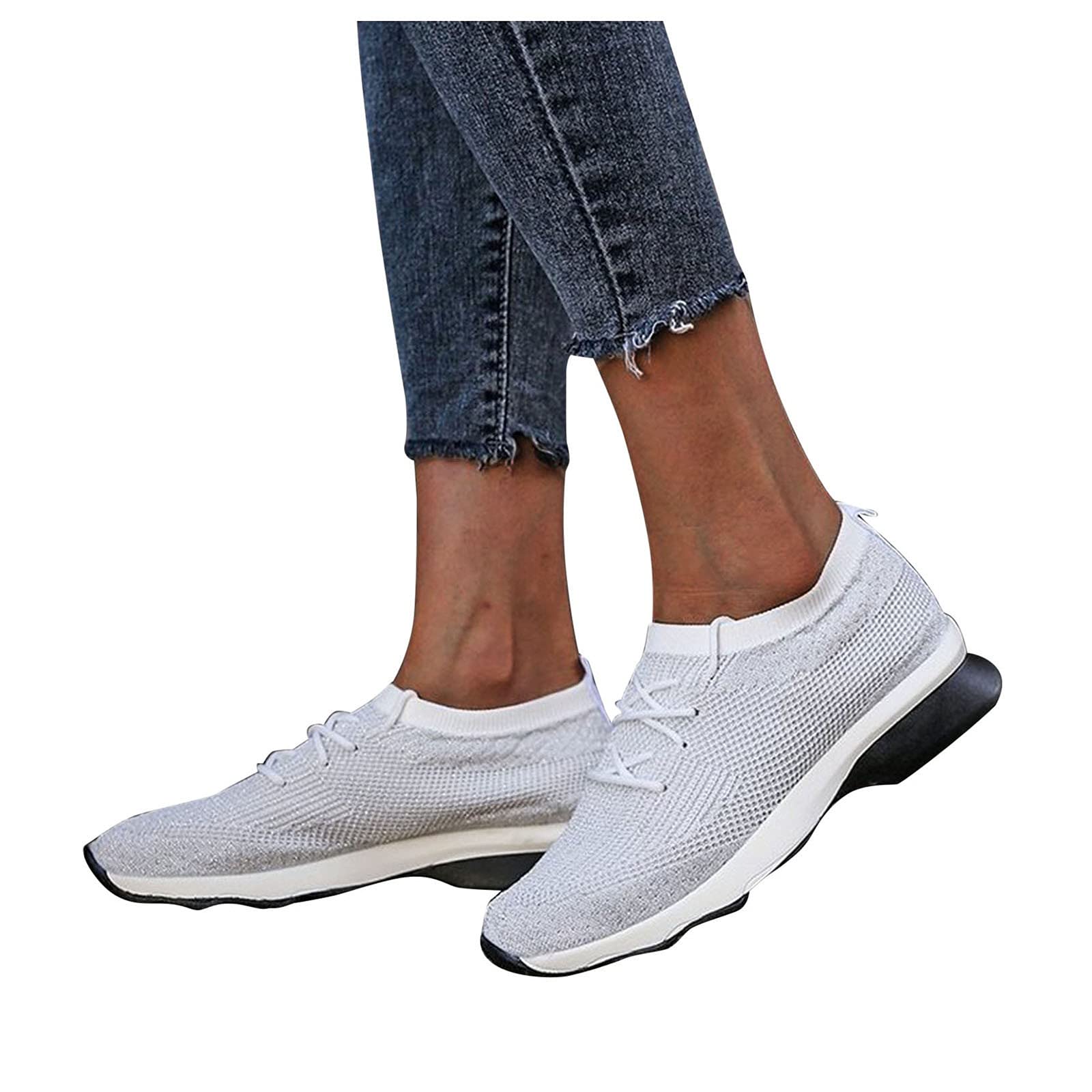 Eduavar Women's Lightweight Mesh Walking Shoes - Non-Slip Comfort Sneakers for Work, Walking & Everyday Wear | Breathable Sock Design for All-Day Comfort