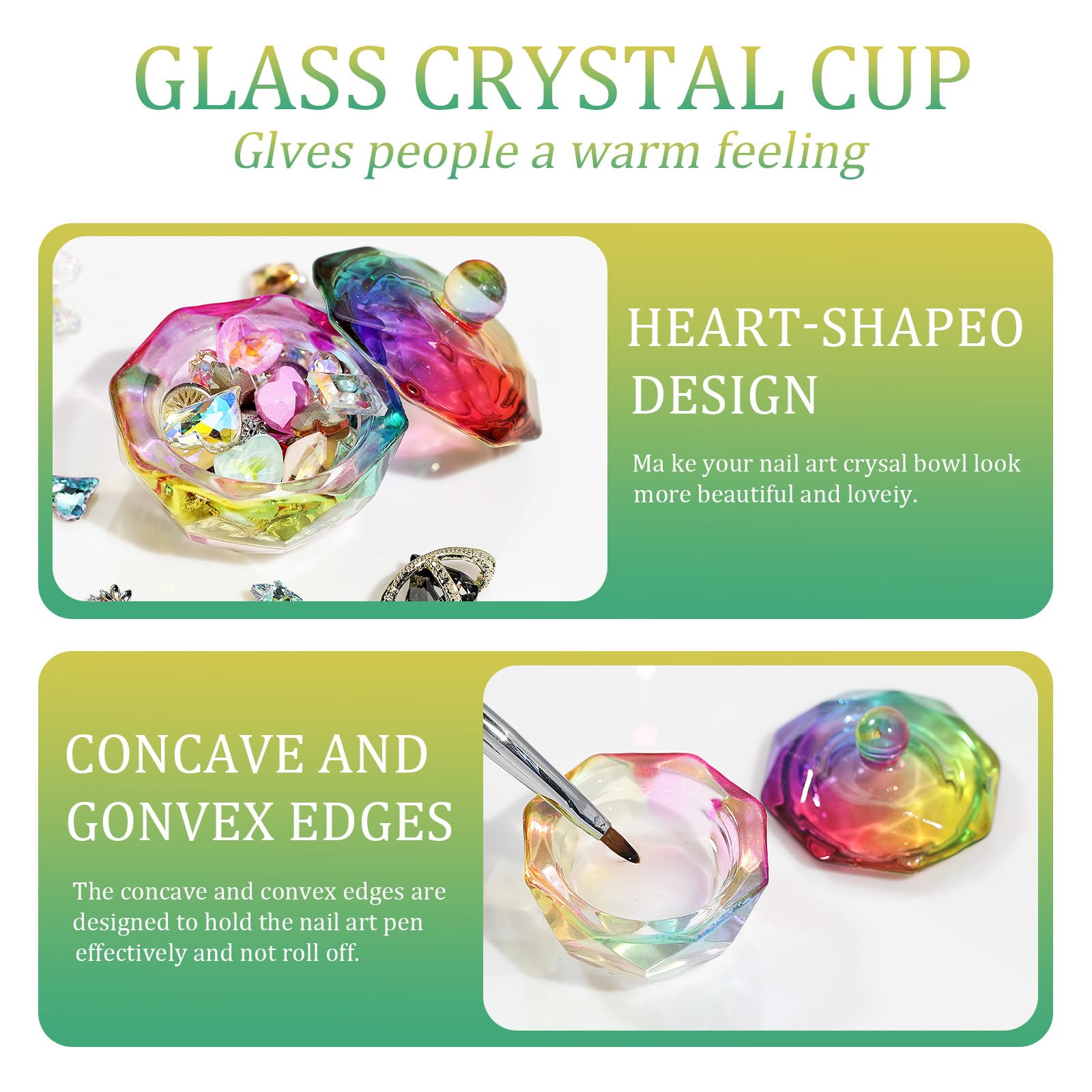 Acrylic Nail Art Dappen Dish - Crystal Bowl for Nail Liquids & Polish Storage